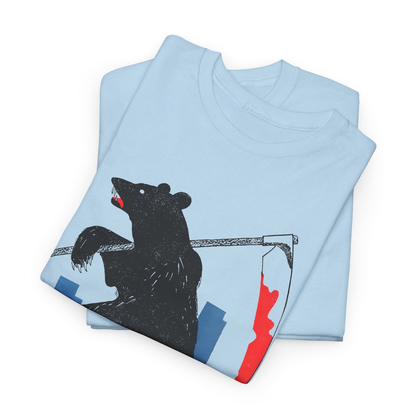 mid century manolo prieto bear with scythe book cover tshirt