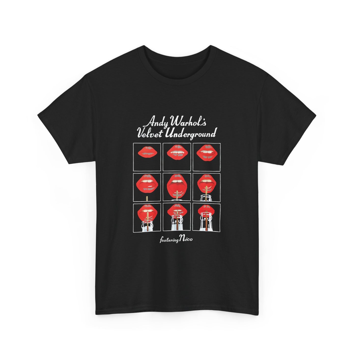 andy warhol's velvet underground featuring nico lips tshirt