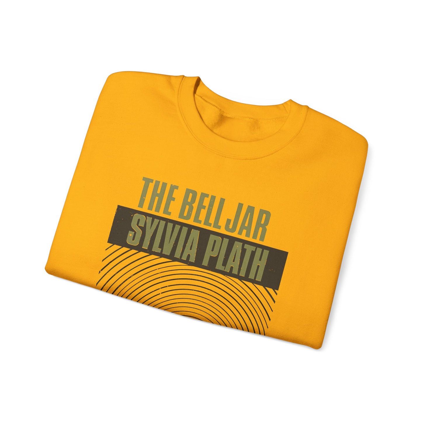 1963 book by sylvia plath "the bell jar" book cover on a unisex heavy blend crewneck sweatshirt
