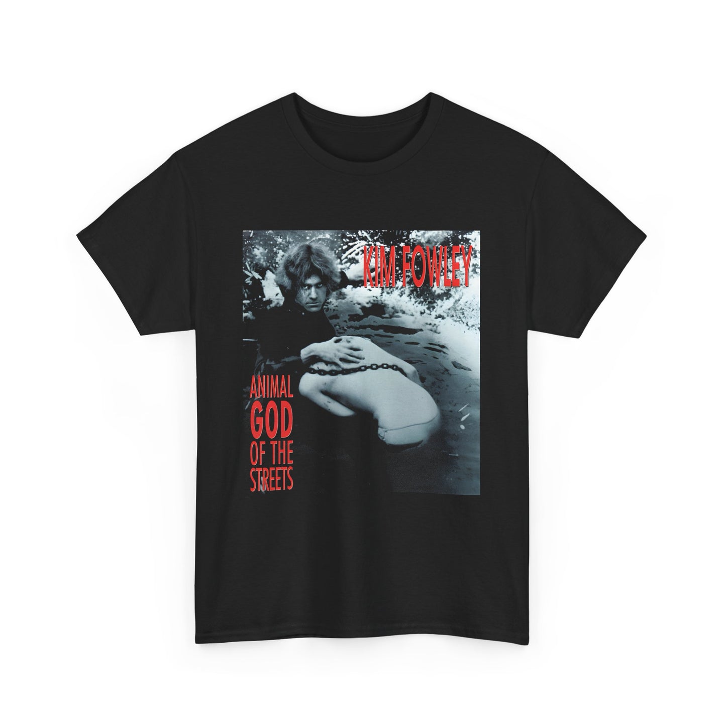 1974 animal god of the streets by kim fowley album cover stretched tshirt