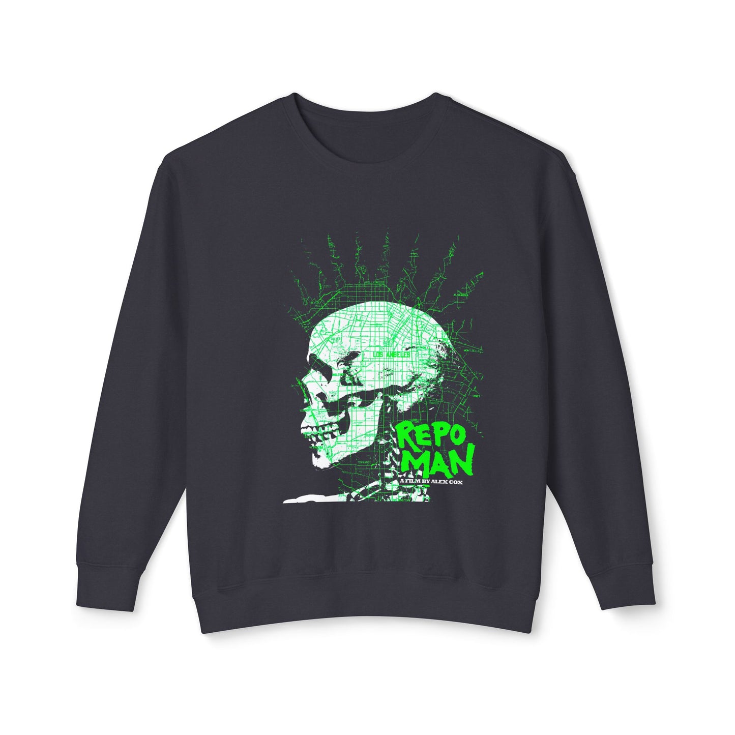 repo man skull punk green 100% cotton sweatshirt