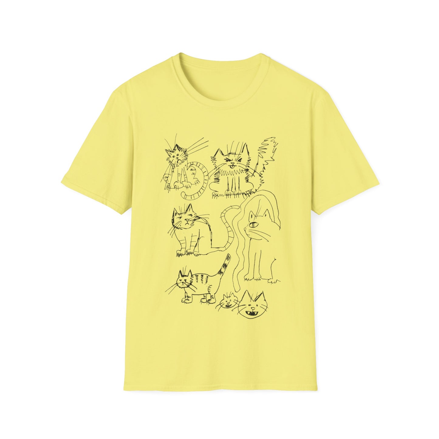 original drawing tshirt. seven cats.