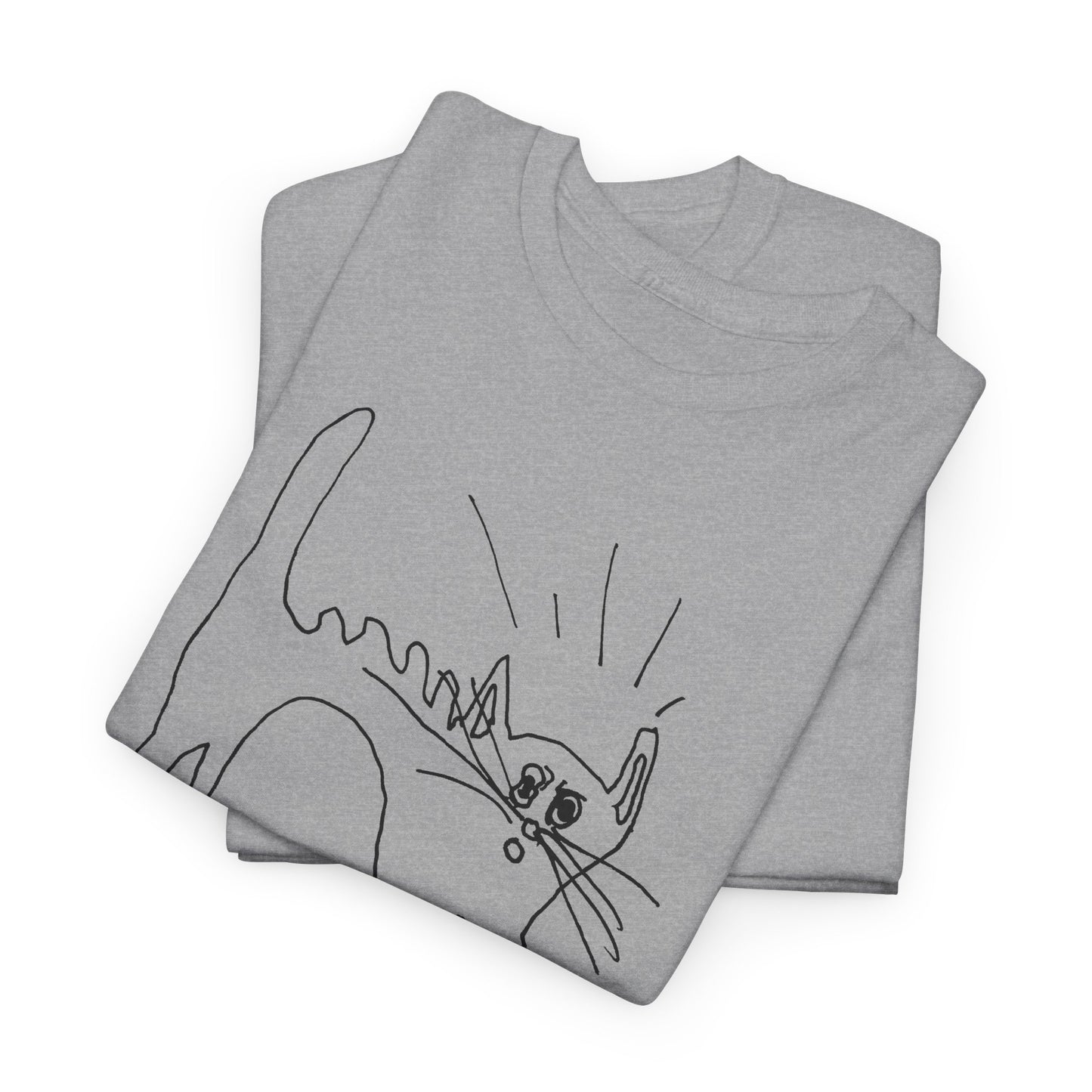 original drawing of a very spooked cat tshirt