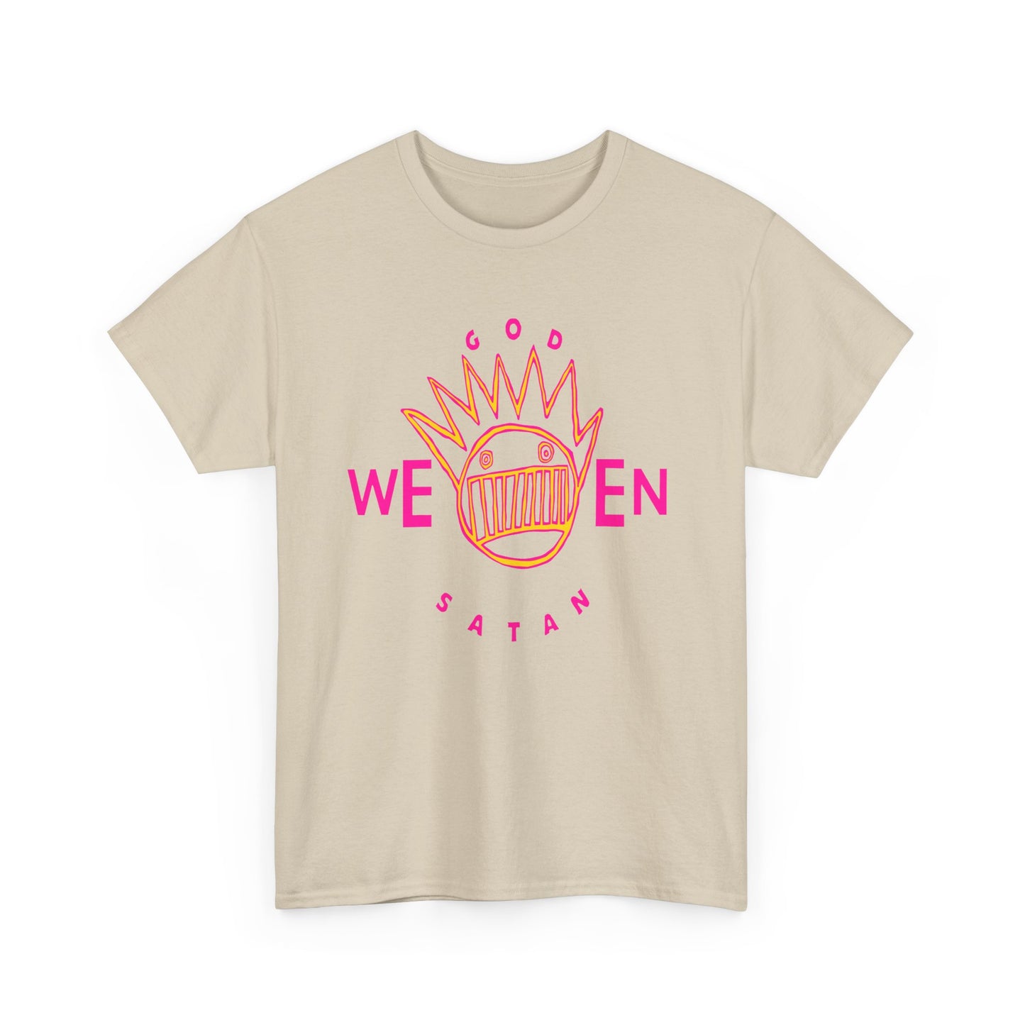 1990 god ween satan by ween album cover stretched neon colors tshirt