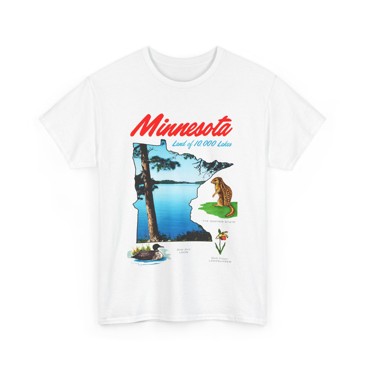 vintage postcard minnesota land of 10 000 lakes reproduction tshirt