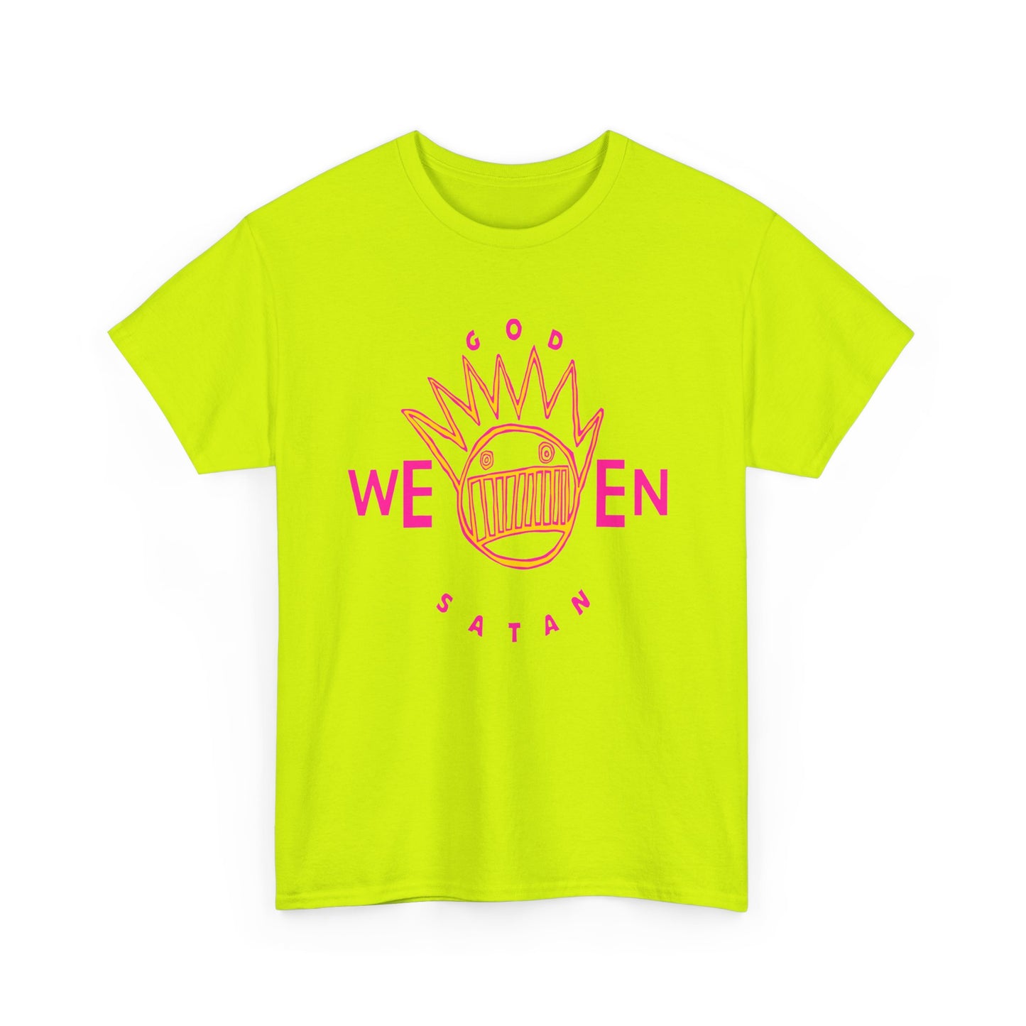 1990 god ween satan by ween album cover stretched neon colors tshirt