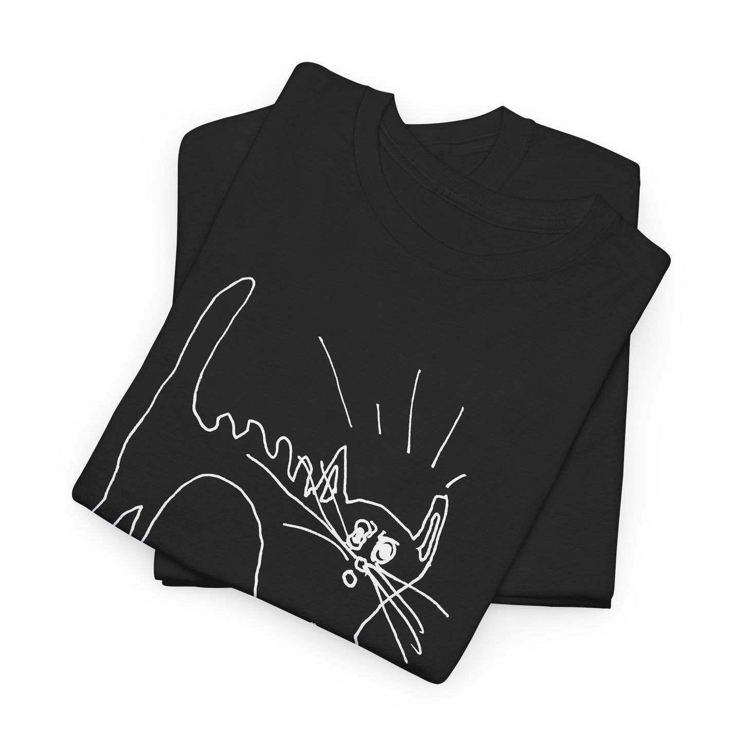 original drawing of a very spooked cat tshirt