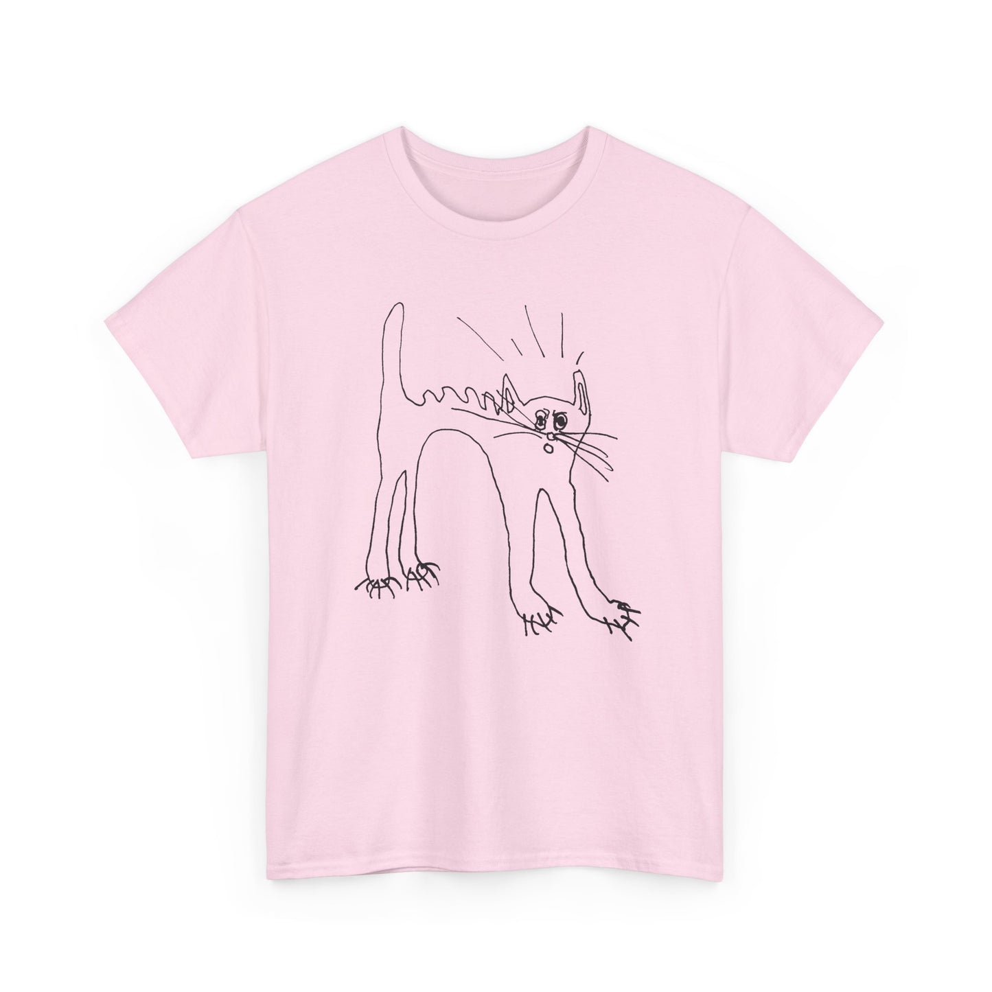 original drawing of a very spooked cat tshirt