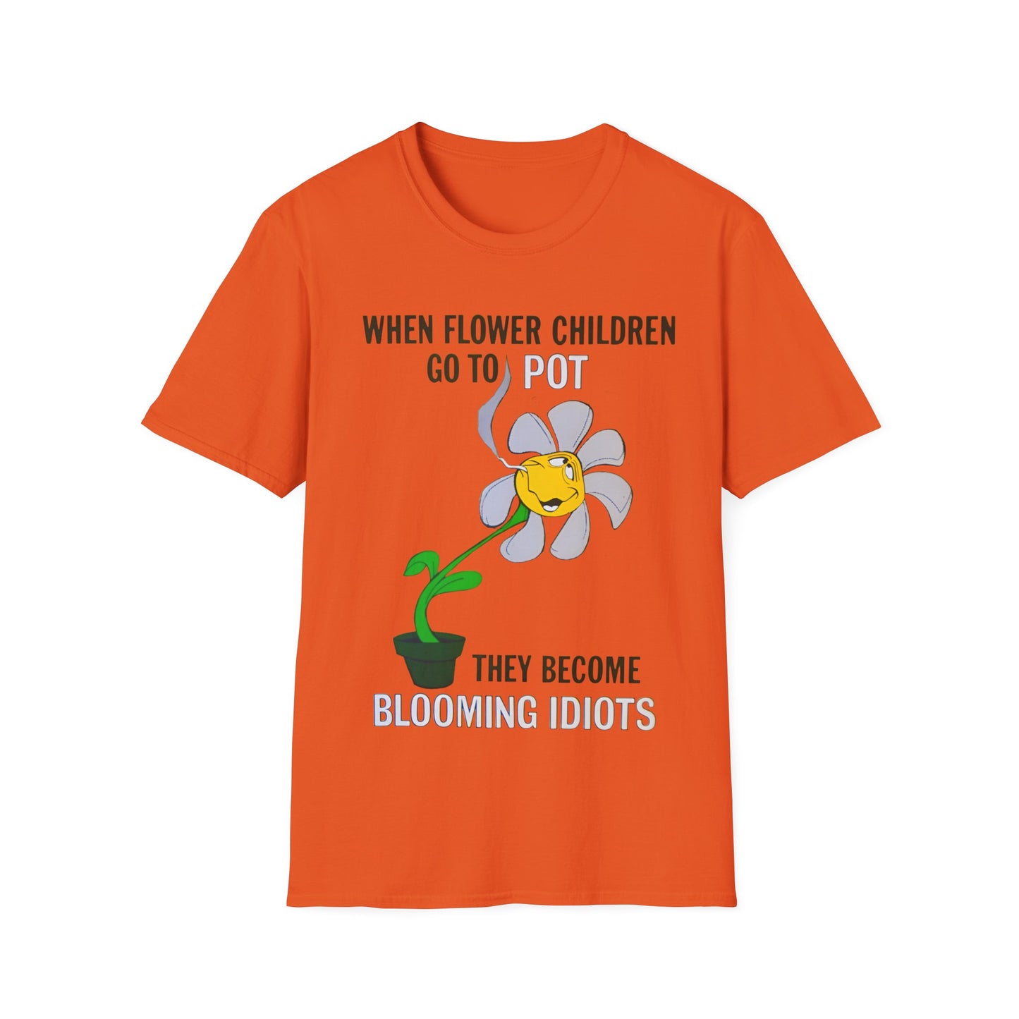 1960s/70s anti-drug poster tshirt "when flower children go to pot, they become blooming idiots?" by smartset smarteen s.o.s tshirt