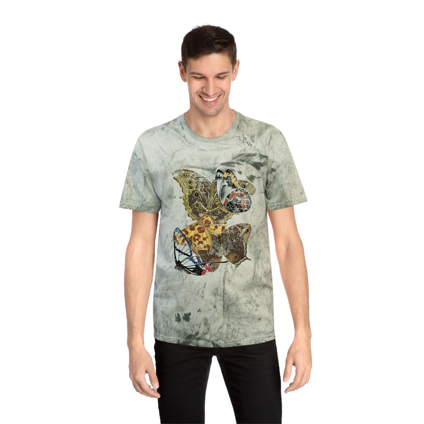 1925 papillons butterfly illustration by emile allain seguy faded graphic color blast tshirt