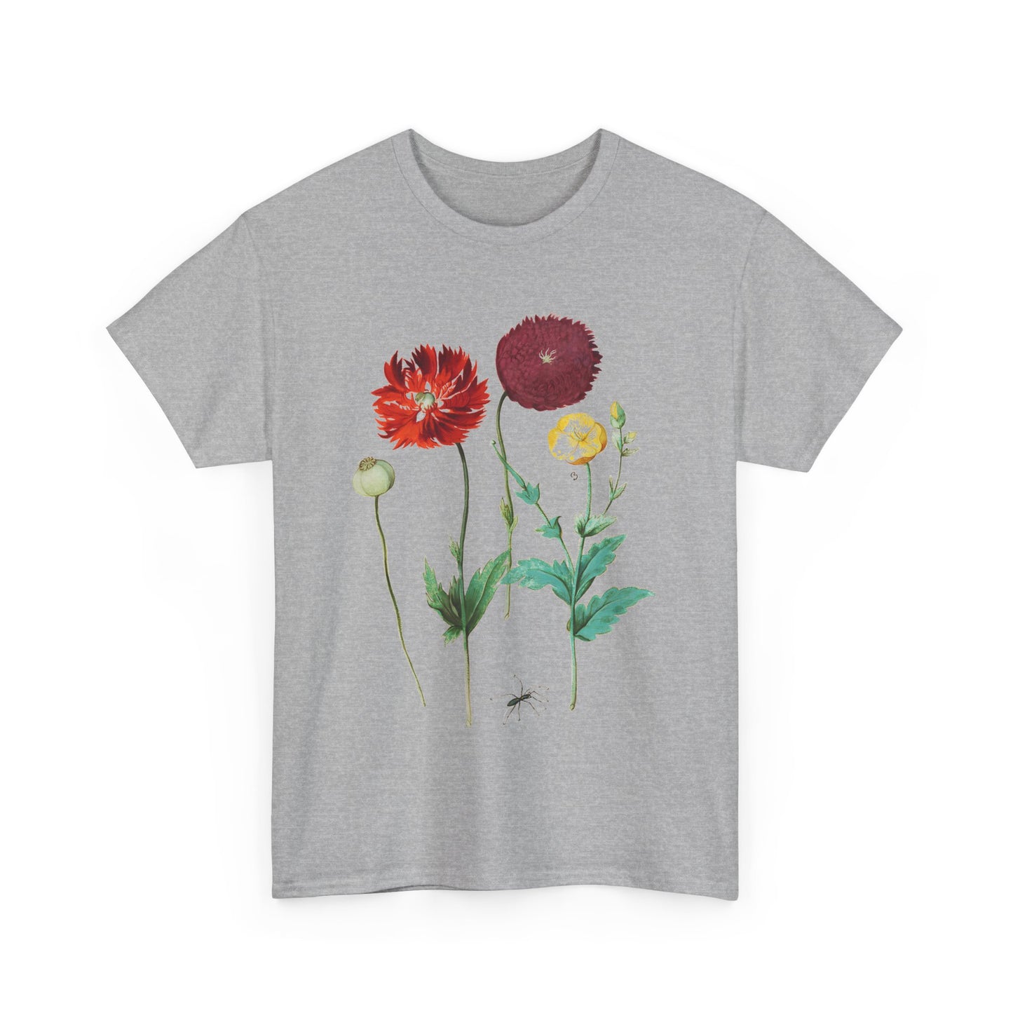 1613 vintage poppy lithograph reproduction tshirt