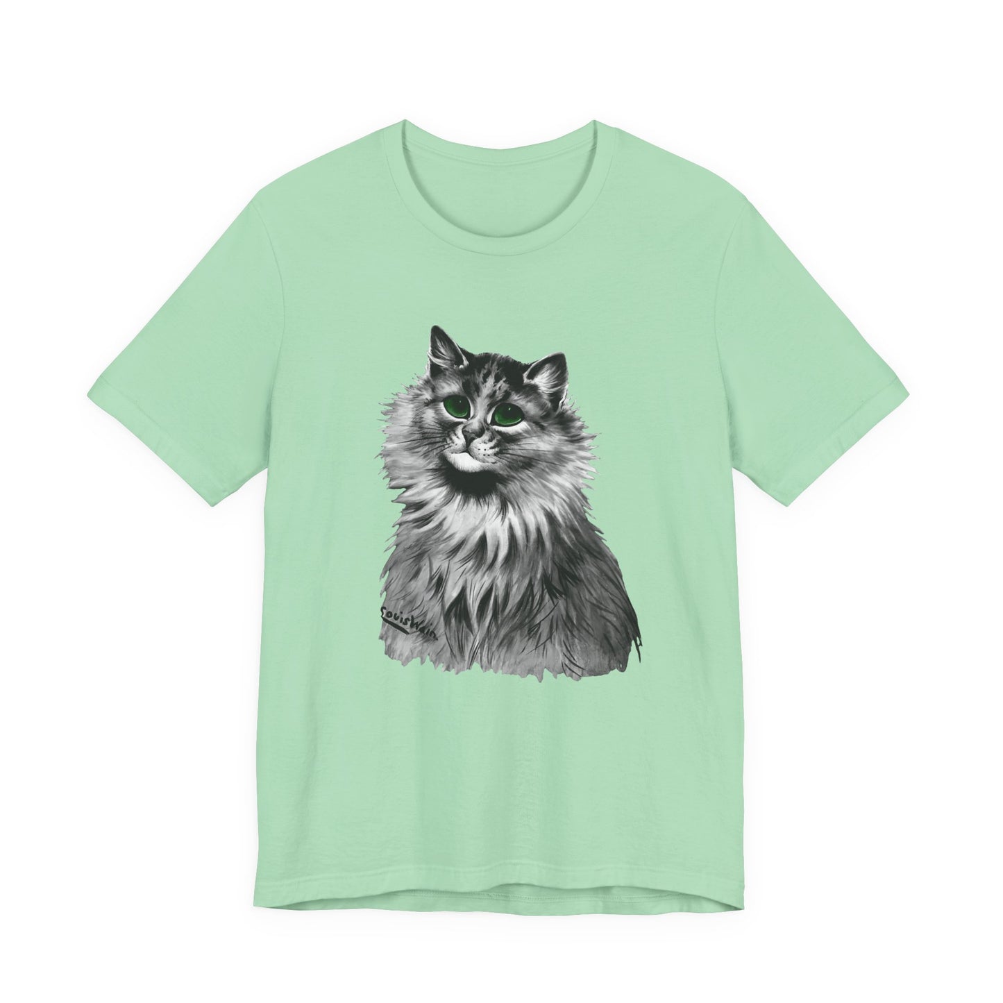 louis wain anthropomorphised cat painting green eyes tshirt