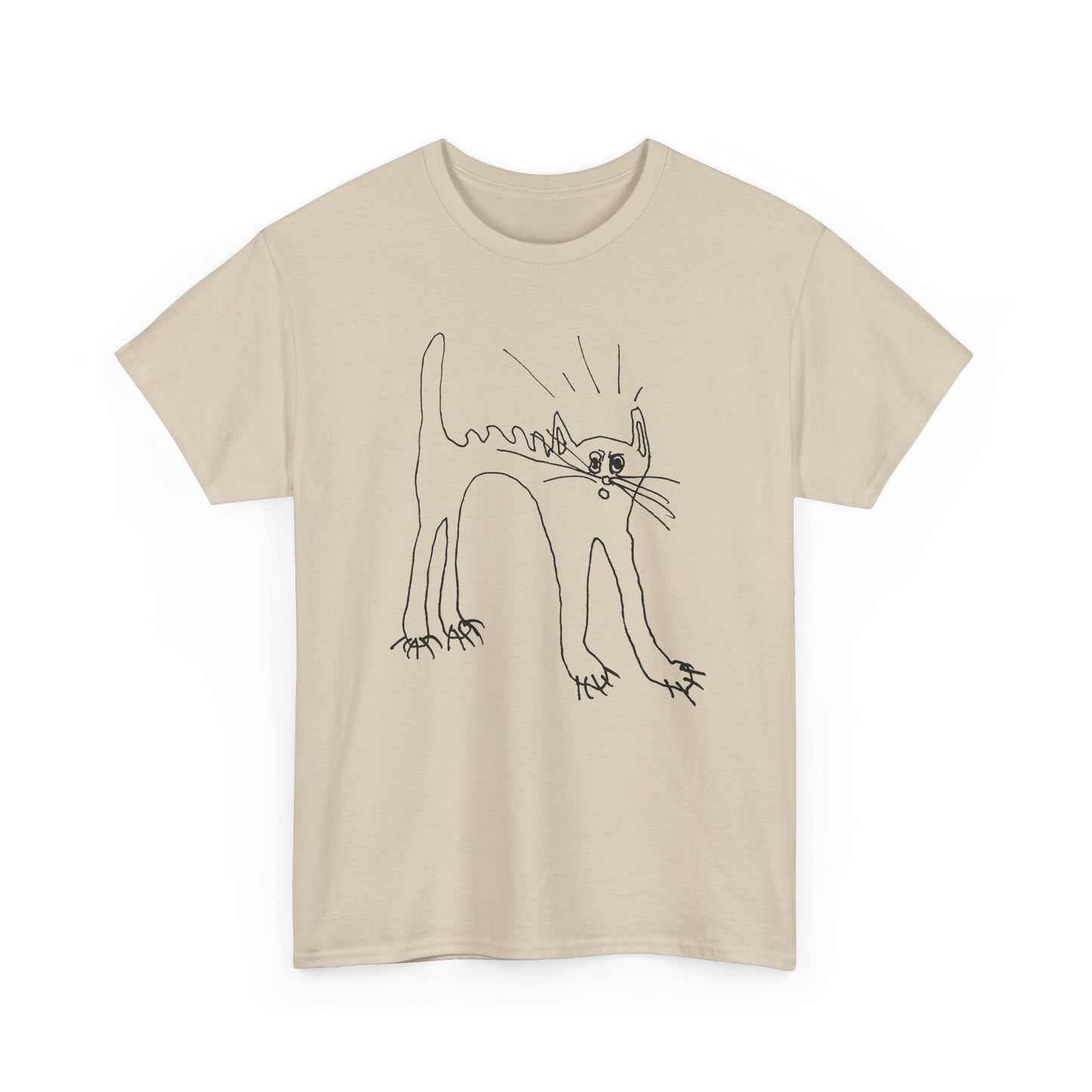 original drawing of a very spooked cat tshirt