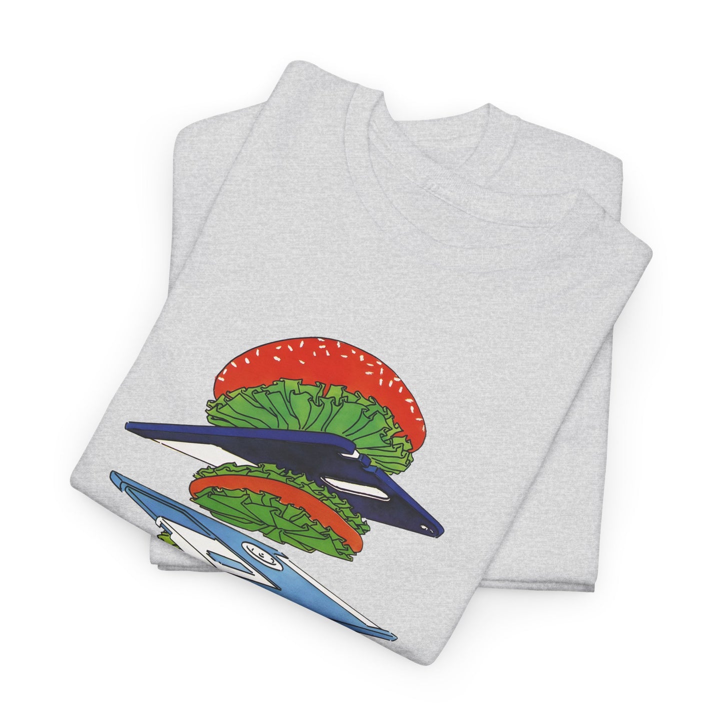 1989 uncredited art from micro mag floppy disc burger tshirt