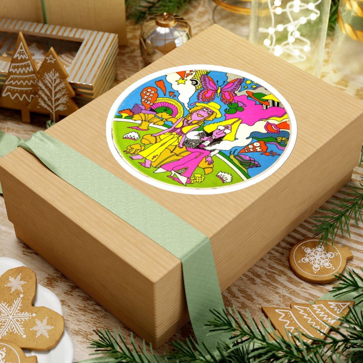 vintage 1970s psychedelic mother goose reproduction on a kiss-cut sticker whatmart