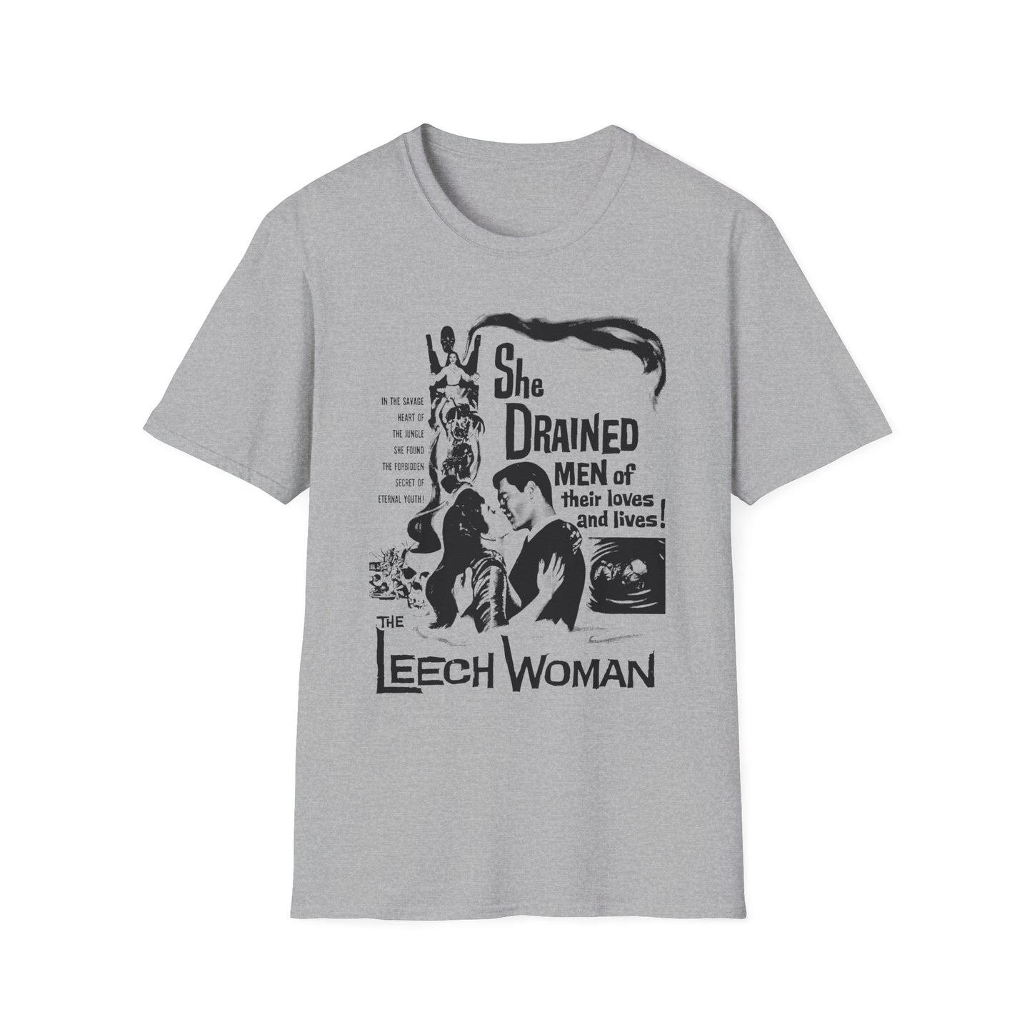 1960 low budget horror rejuvenation film the leech woman movie poster tshirt