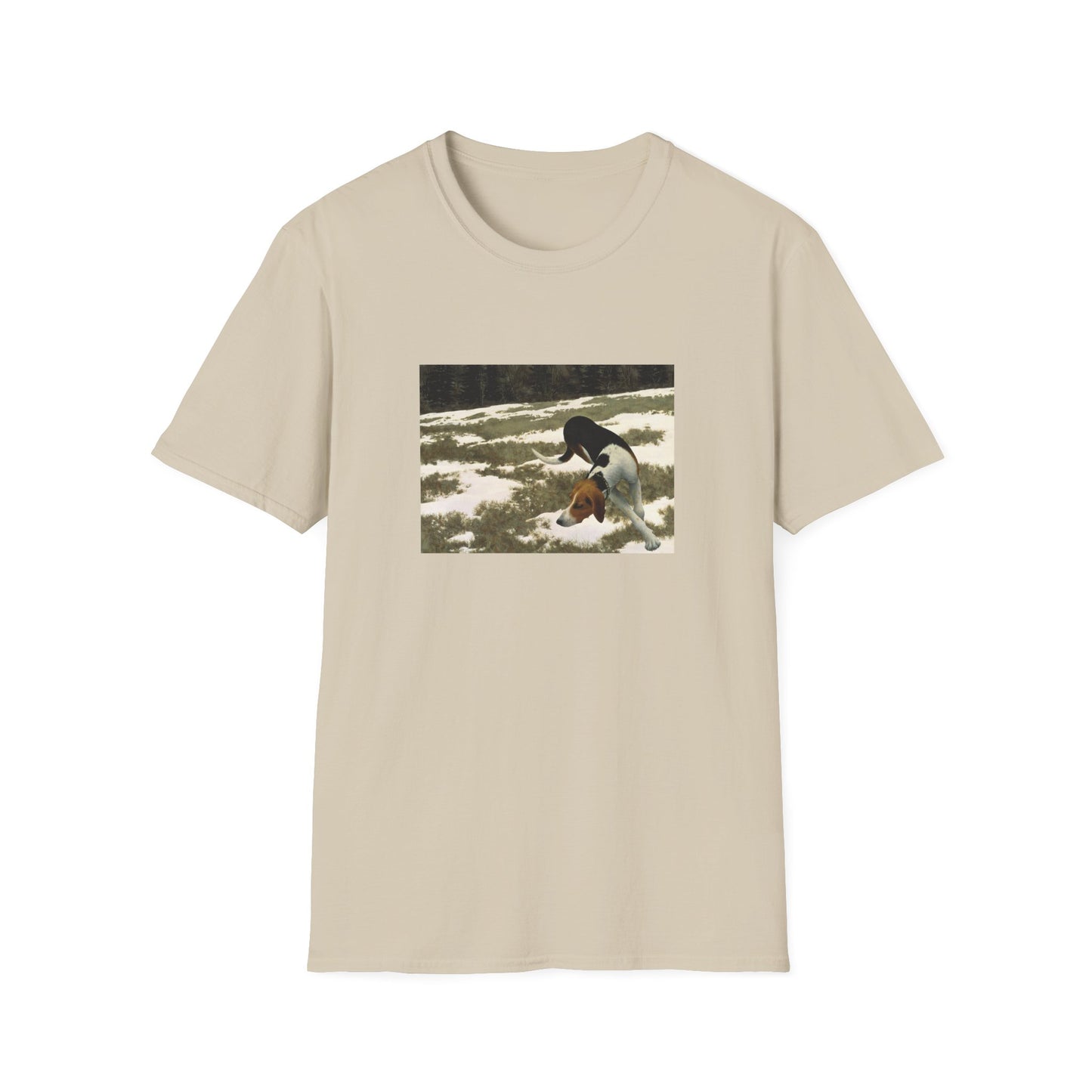 1958 hound in field by alex colville painting reproduction tshirt