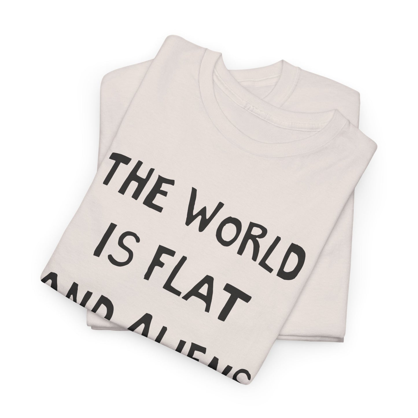 the world is flat and aliens are real hand drawn font tshirt