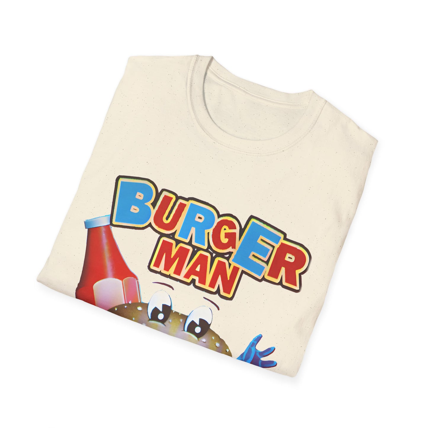 old video game burger man retro design reproduction tshirt