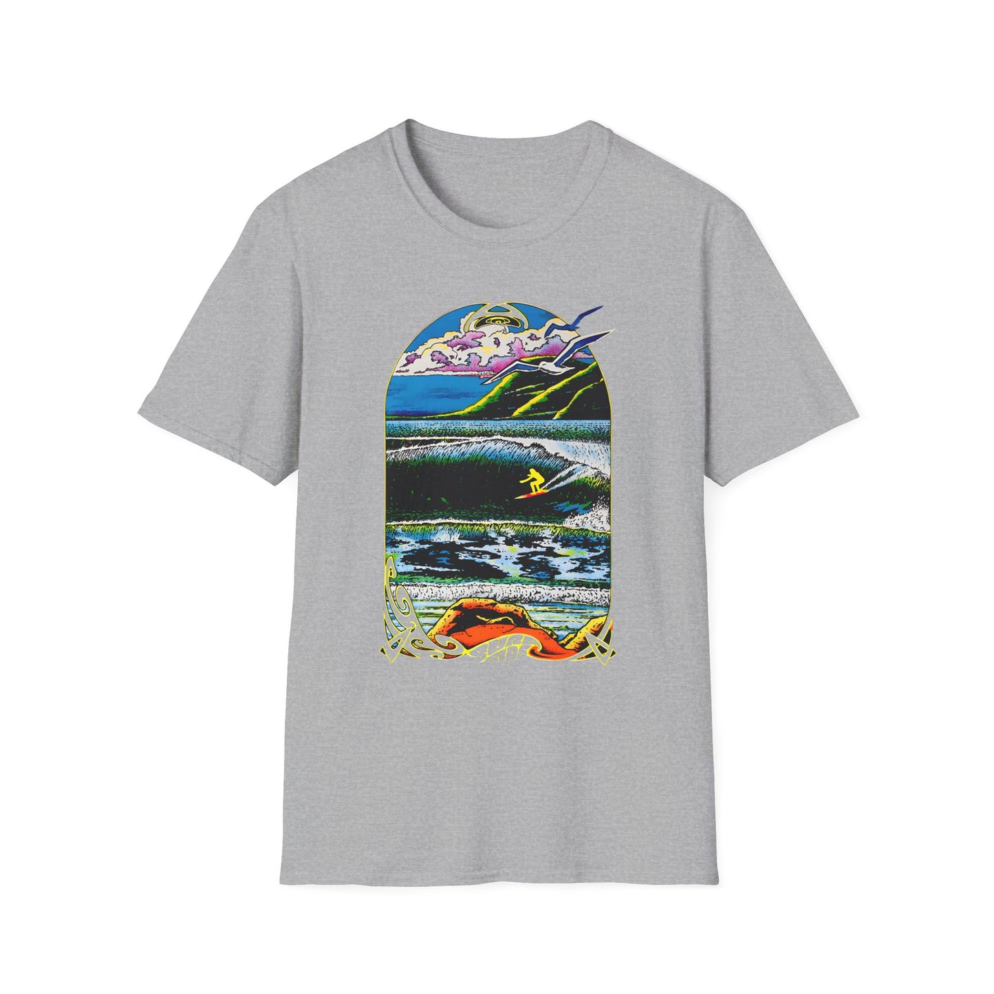 1976 surf rider psychedelic black light poster tshirt