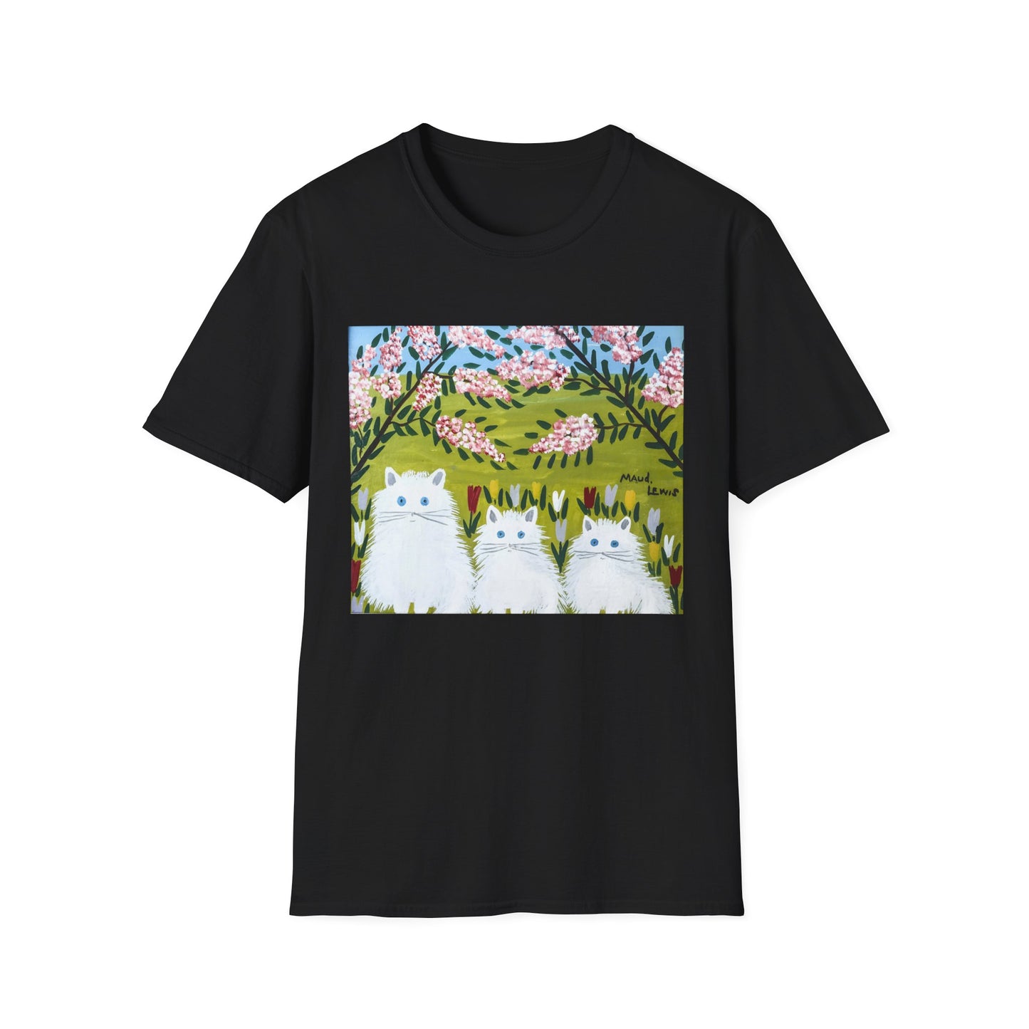 1965 maud lewis painting three white cats tshirt