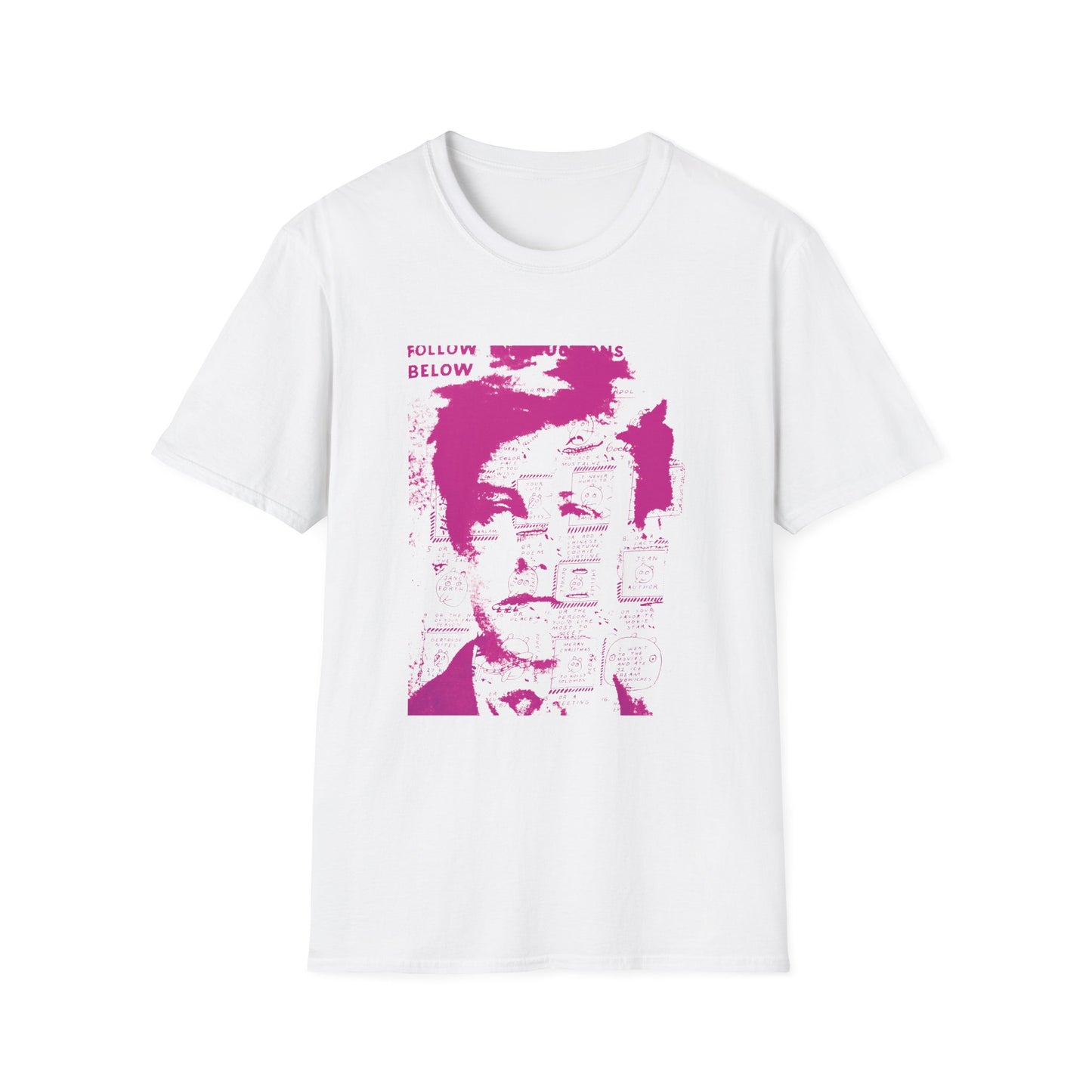 ray johnson arthur rimbaud art in pink tshirt