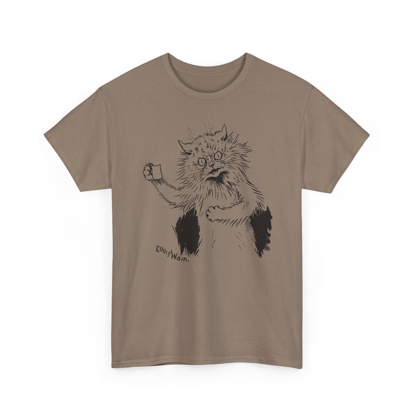 louis wain angry cat with cup reproduction tshirt