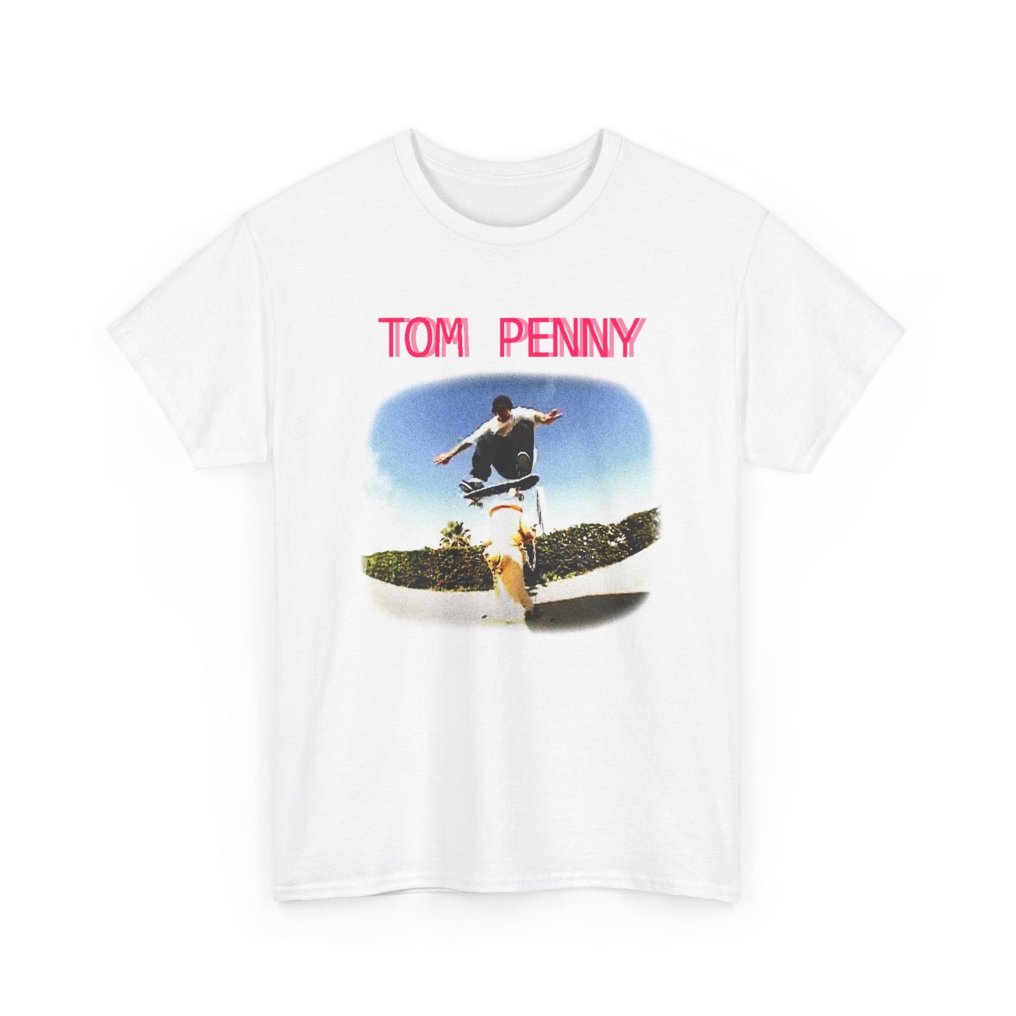 tom penny lofi vhs style graphic skateboarding fan art with pixelated letters tshirt