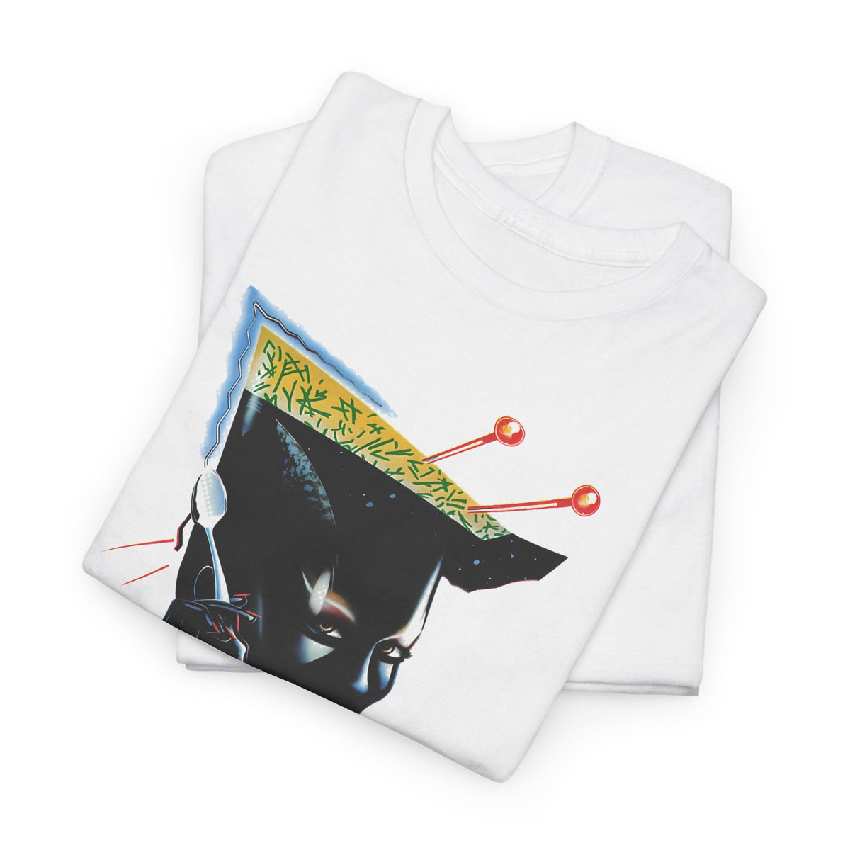 1980s airbrush alien with spoon art by french mystery artist zappy tshirt