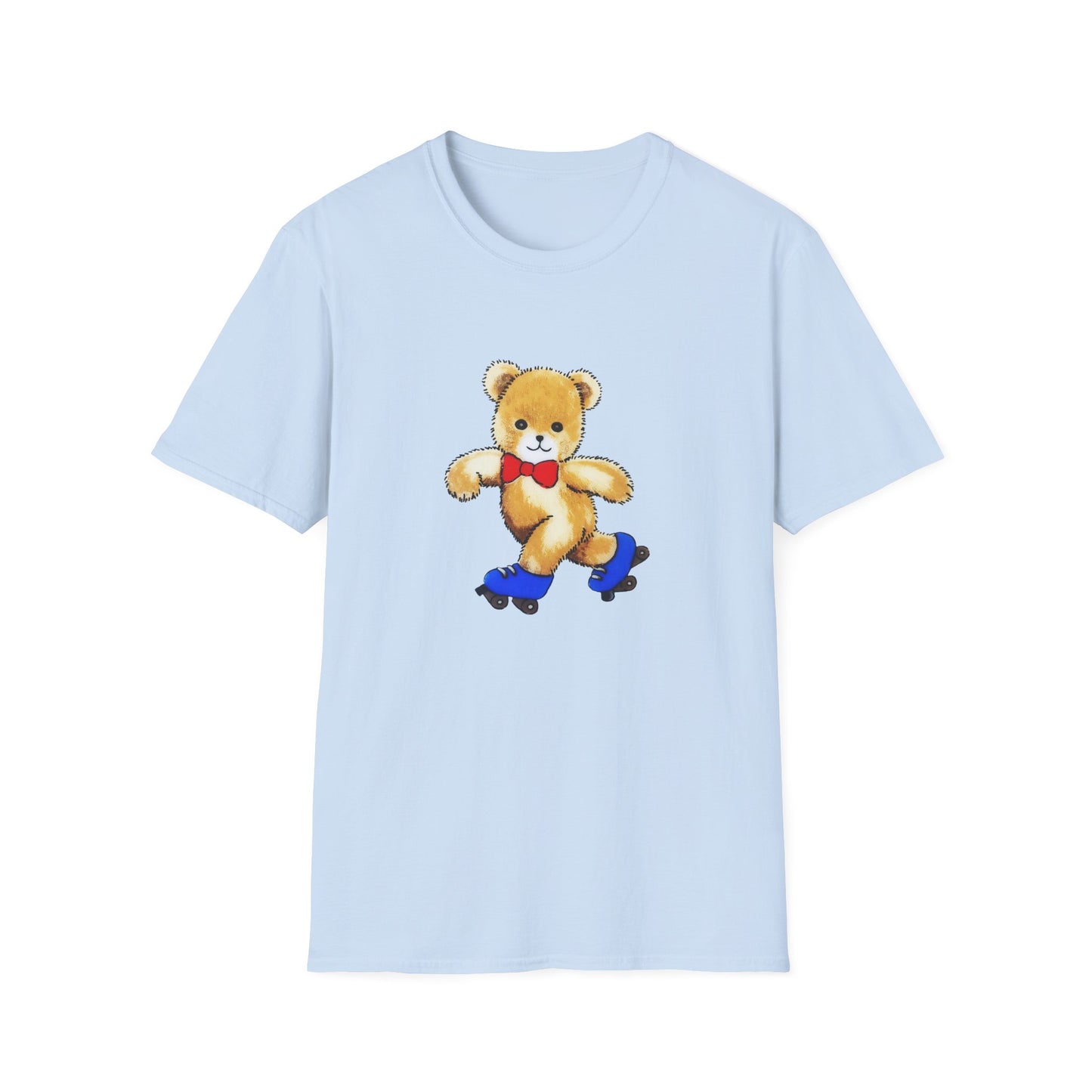 roller skating cute vintage teddy bear illustration reproduction tshirt