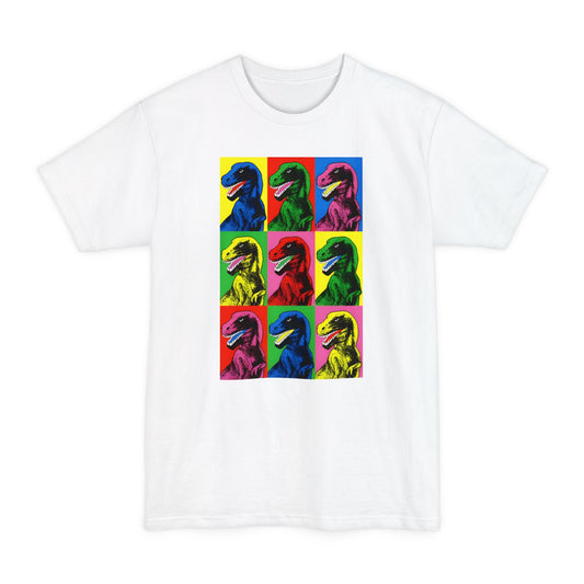 oversized stanley desantis dinosaur pop art worn by steven spielberg on jurassic park 1993 movie set unisex tall beefy tshirt