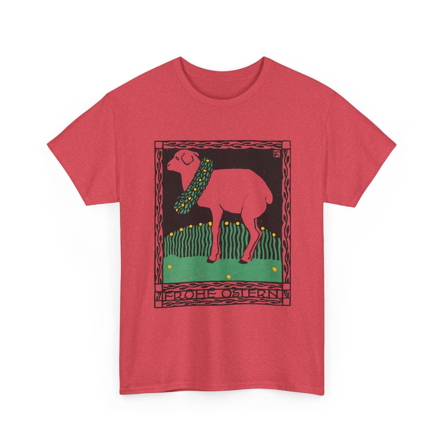 1909 josef von diveky happy easter (frohe ostern) color lithograph lamb reproduction tshirt