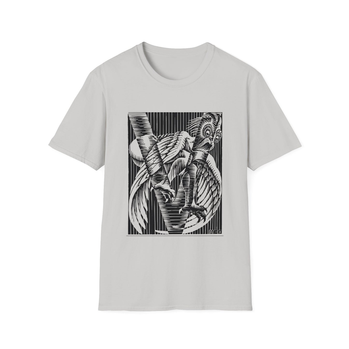 1931 rare m.c escher initial v reproduction tshirt