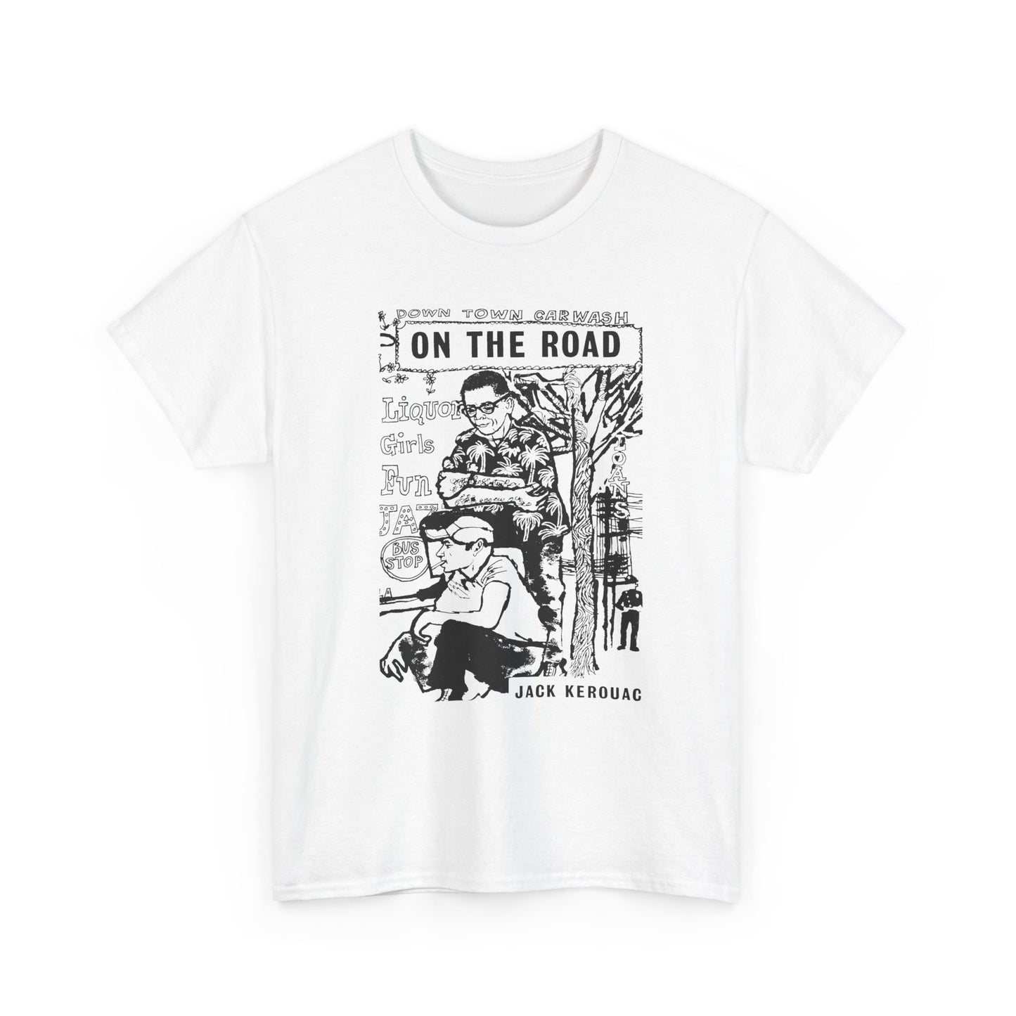 1957 on the road book cover illustration by len deighton reproduction tshirt