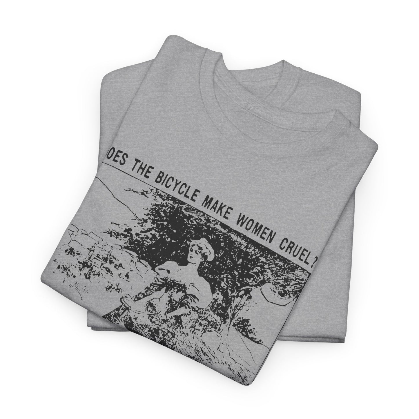 1897 cartoon does the bicycle make women cruel? reproduction tshirt
