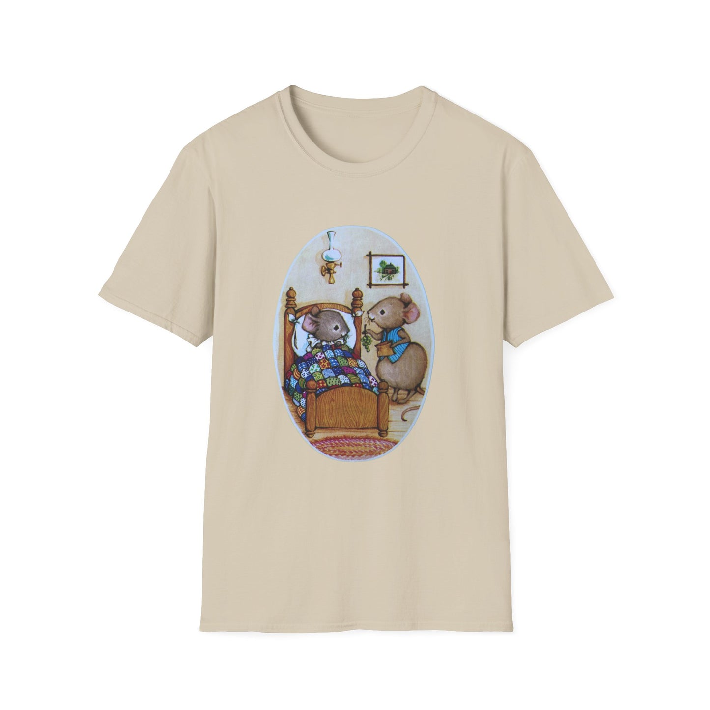 vintage mouse illustration from a 1980s get well greeting card tshirt