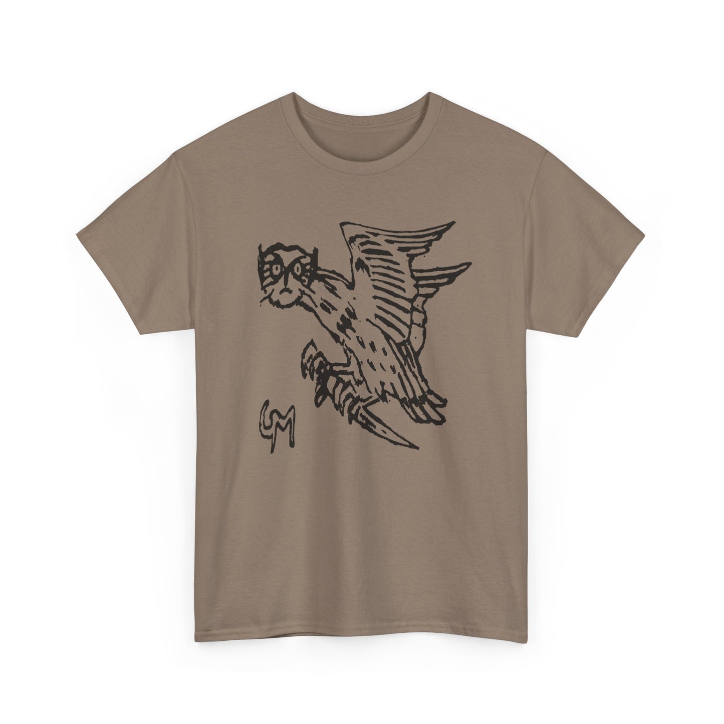 1899 illustration of owl holding knife by gerhard munthe custom edit tshirt