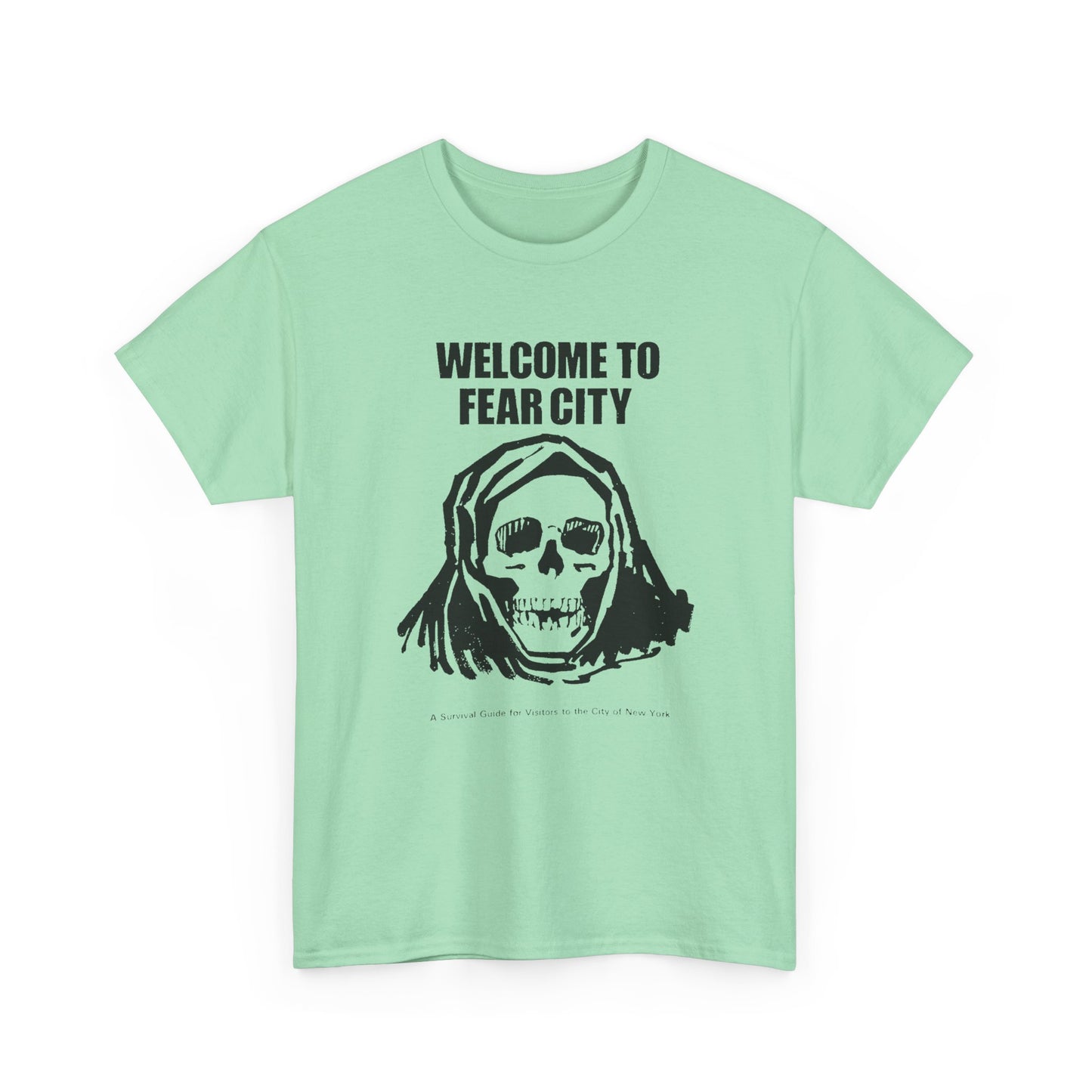 welcome to fear city 1975 new york pamphlet skull tshirt