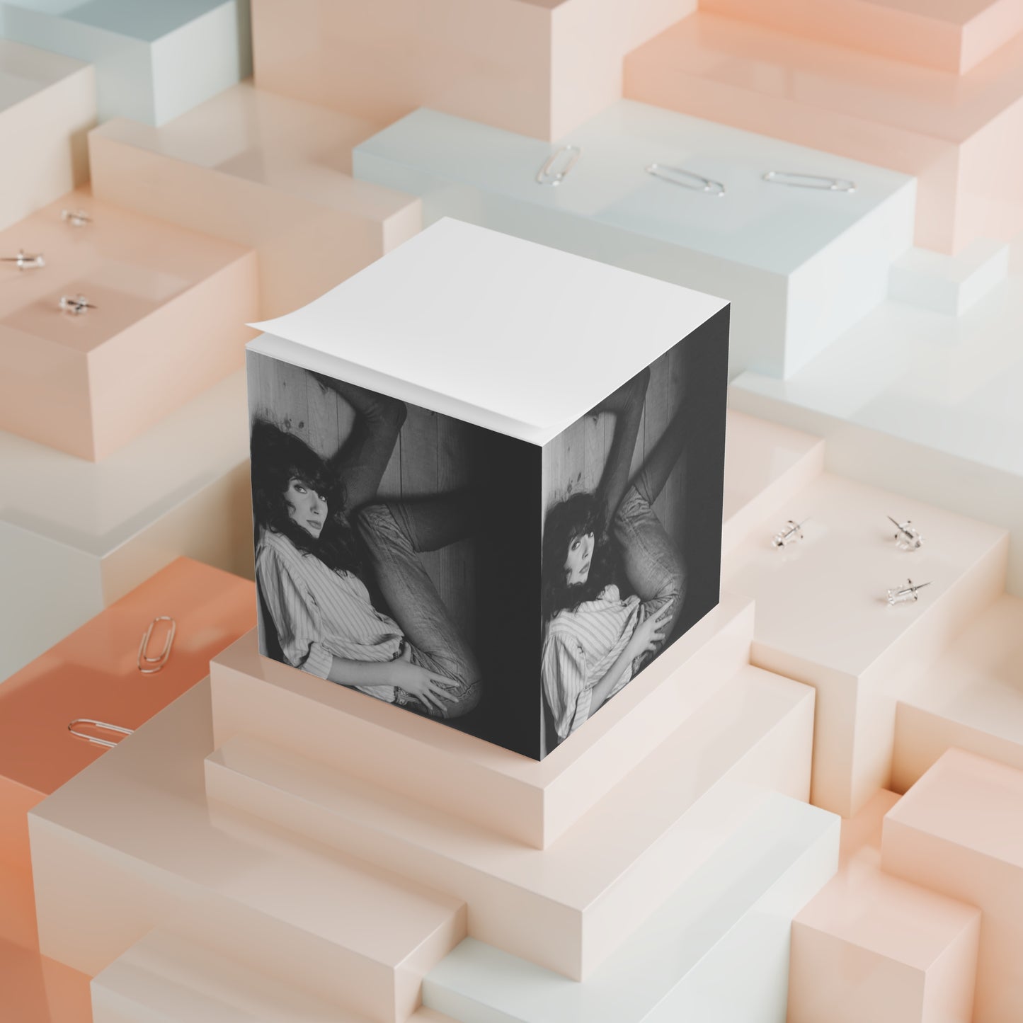 kate bush in a cube (note cube writing paper)