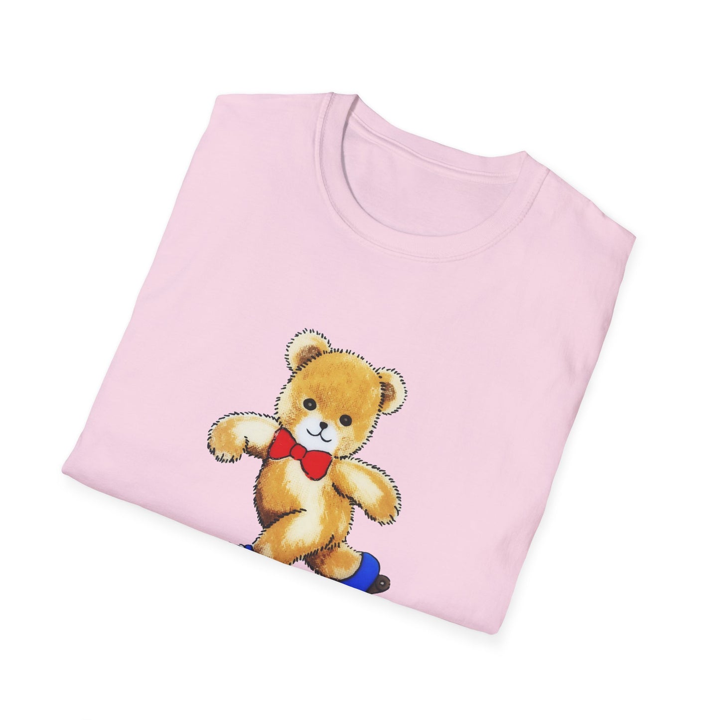 roller skating cute vintage teddy bear illustration reproduction tshirt