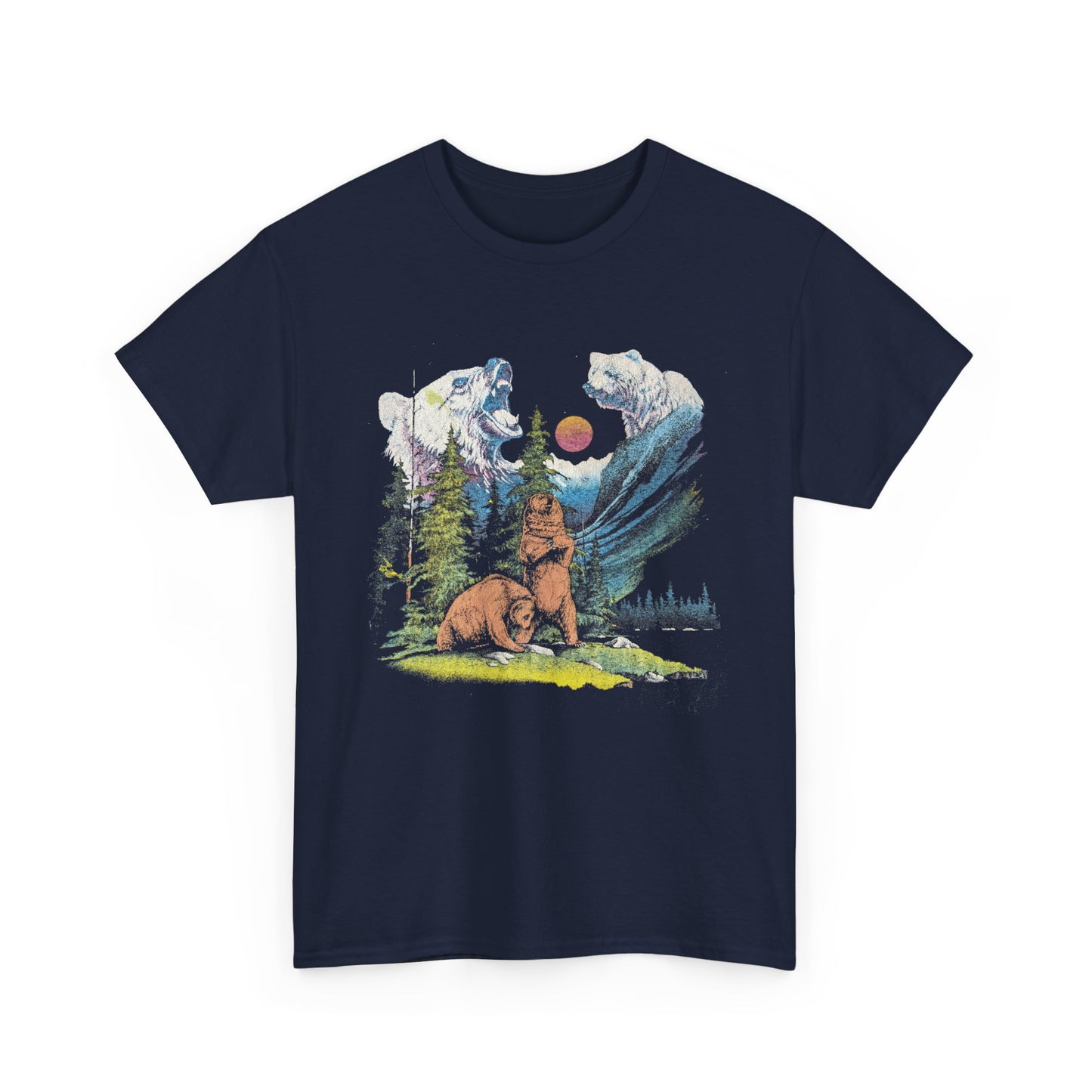 vintage 1980s distressed colorful bear reproduction tshirt