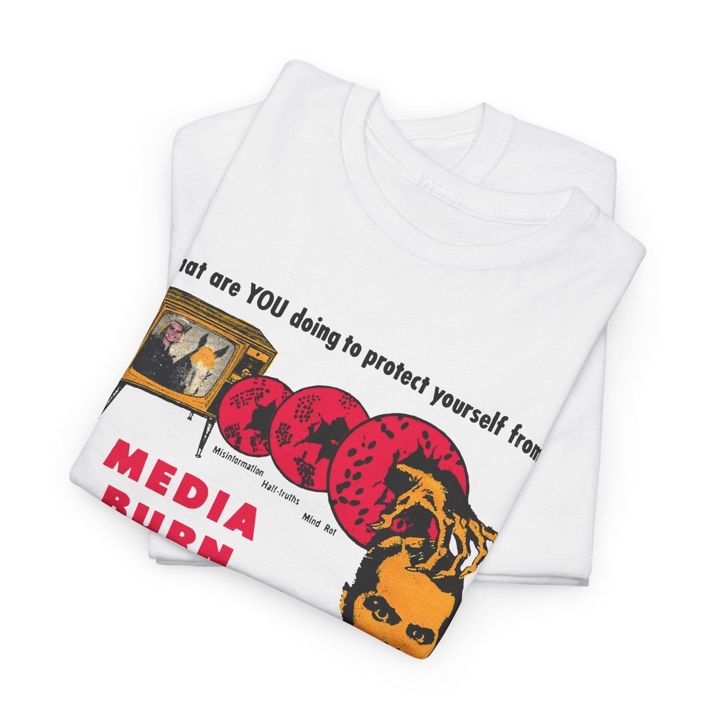 media burn the nation's leading mental crippler 1960s comix graphic tshirt