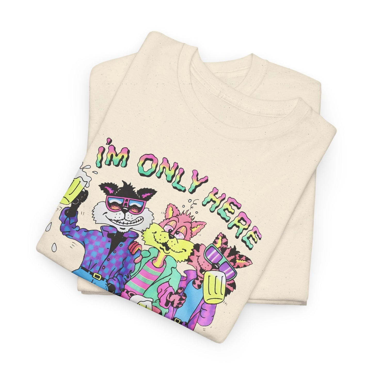 vintage 1991 i'm only here for the beer drunk cats reproduction tshirt