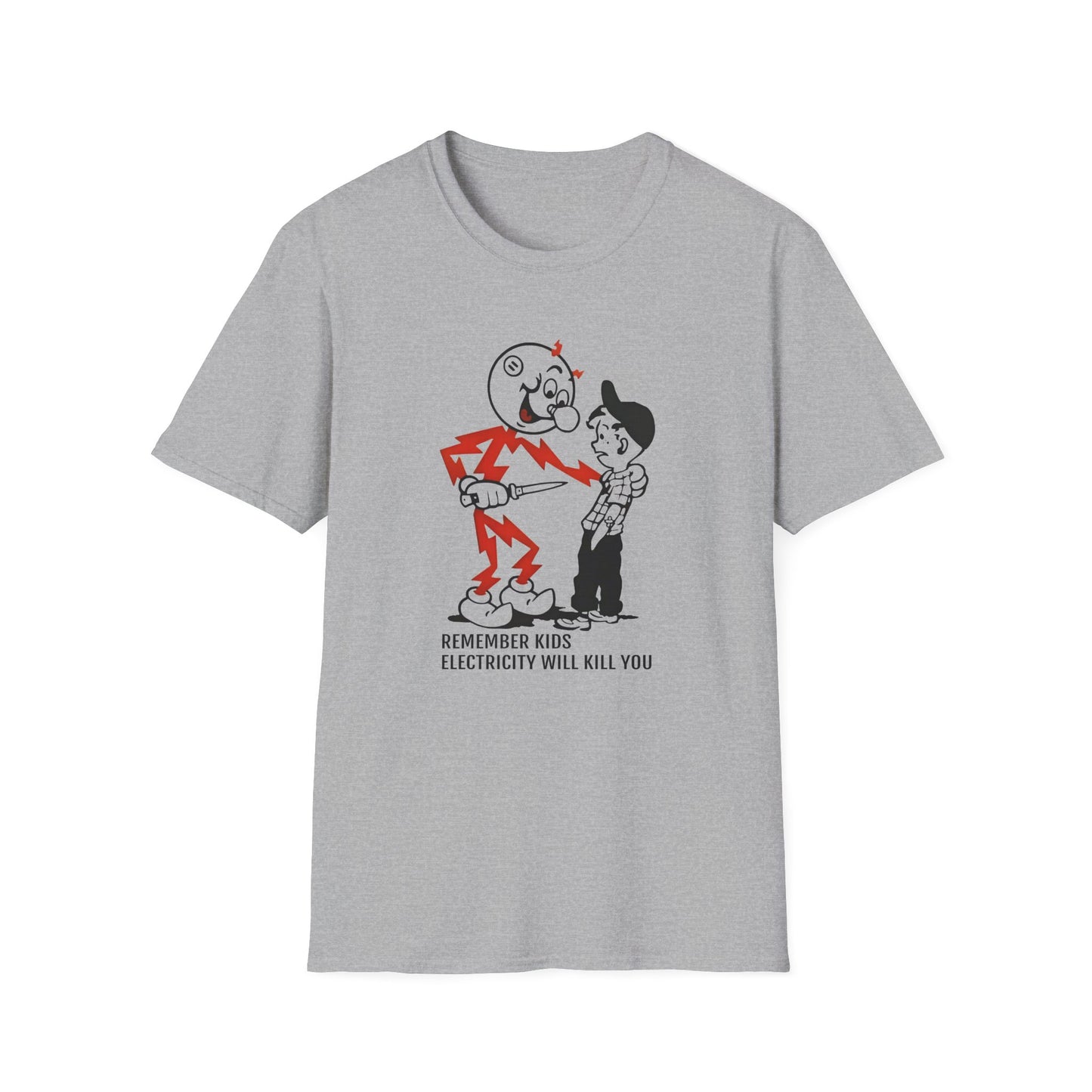 reddy kilowatt remember kids electricity will kill you vintage logo reproduction tshirt