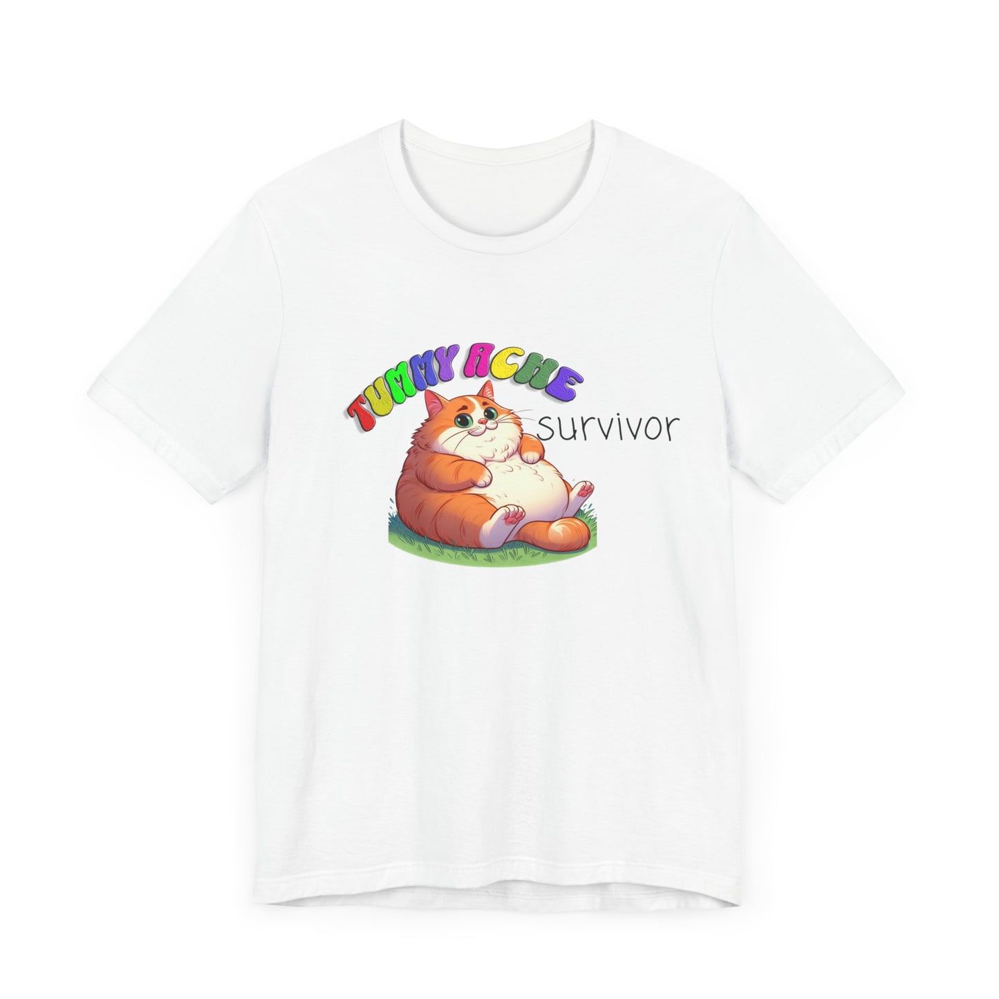 tummy ache survivor stuffed kitty silly tshirt