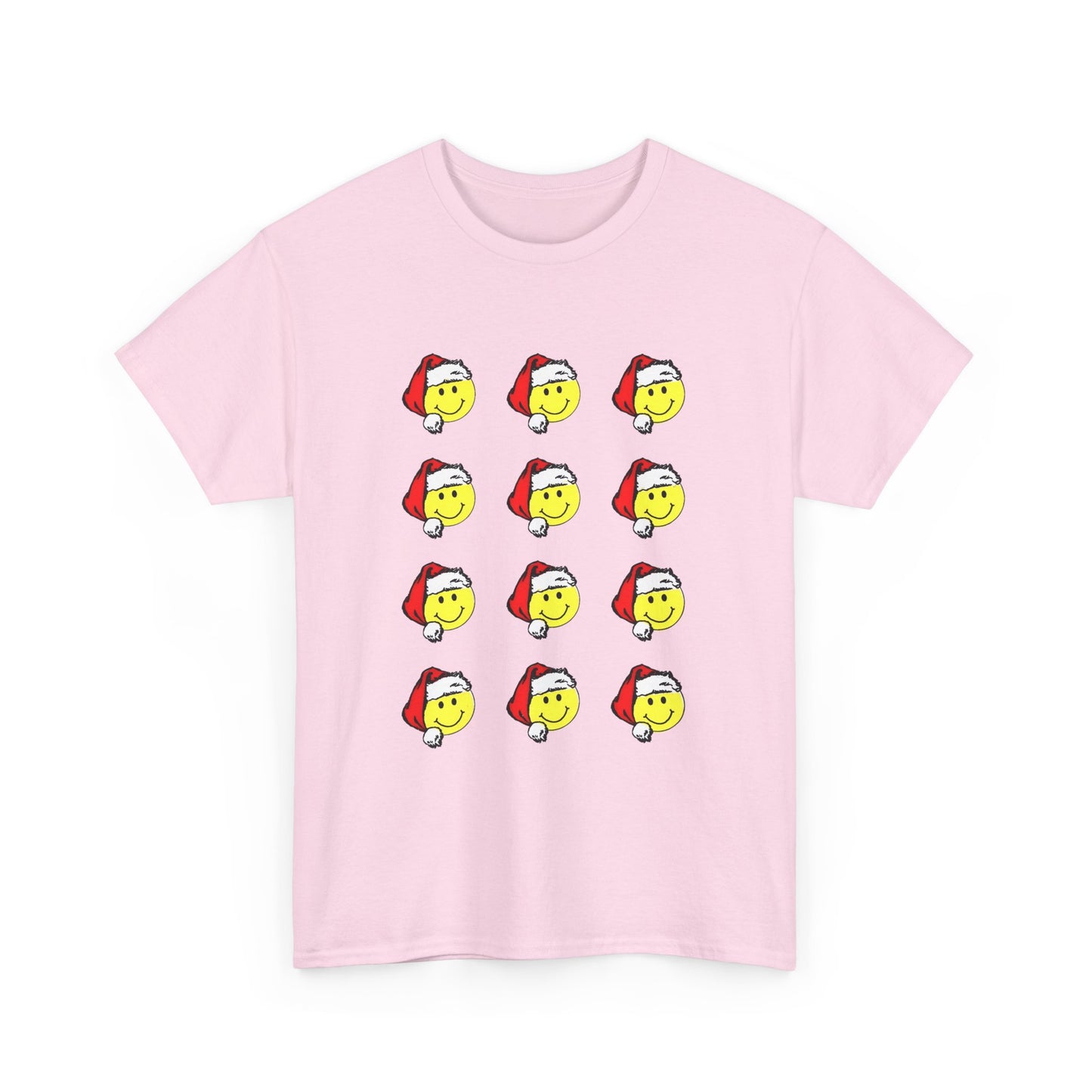 1980s sticker pack of happy face santas on a tshirt