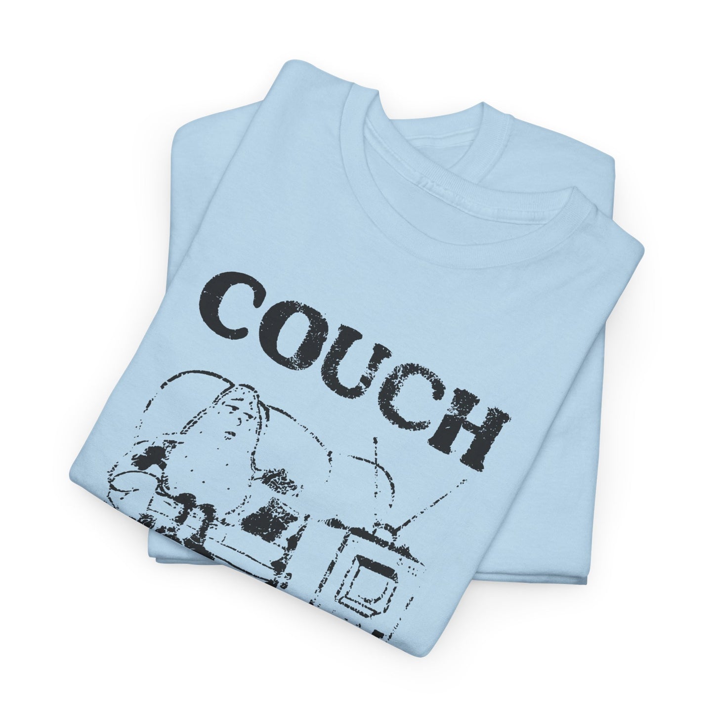 vintage couch potato reproduction in black graphic tshirt