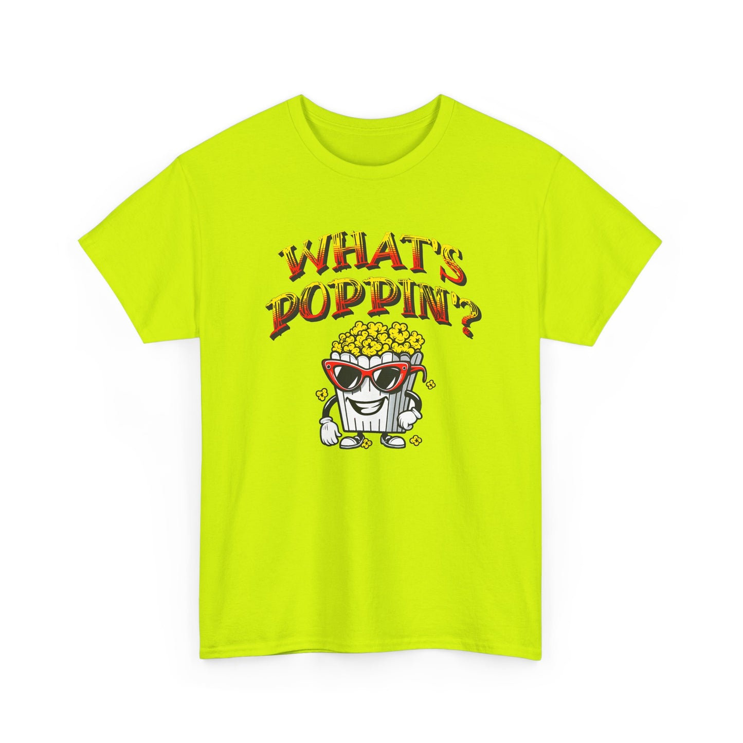 what's poppin' cool popcorn bag guy tshirt
