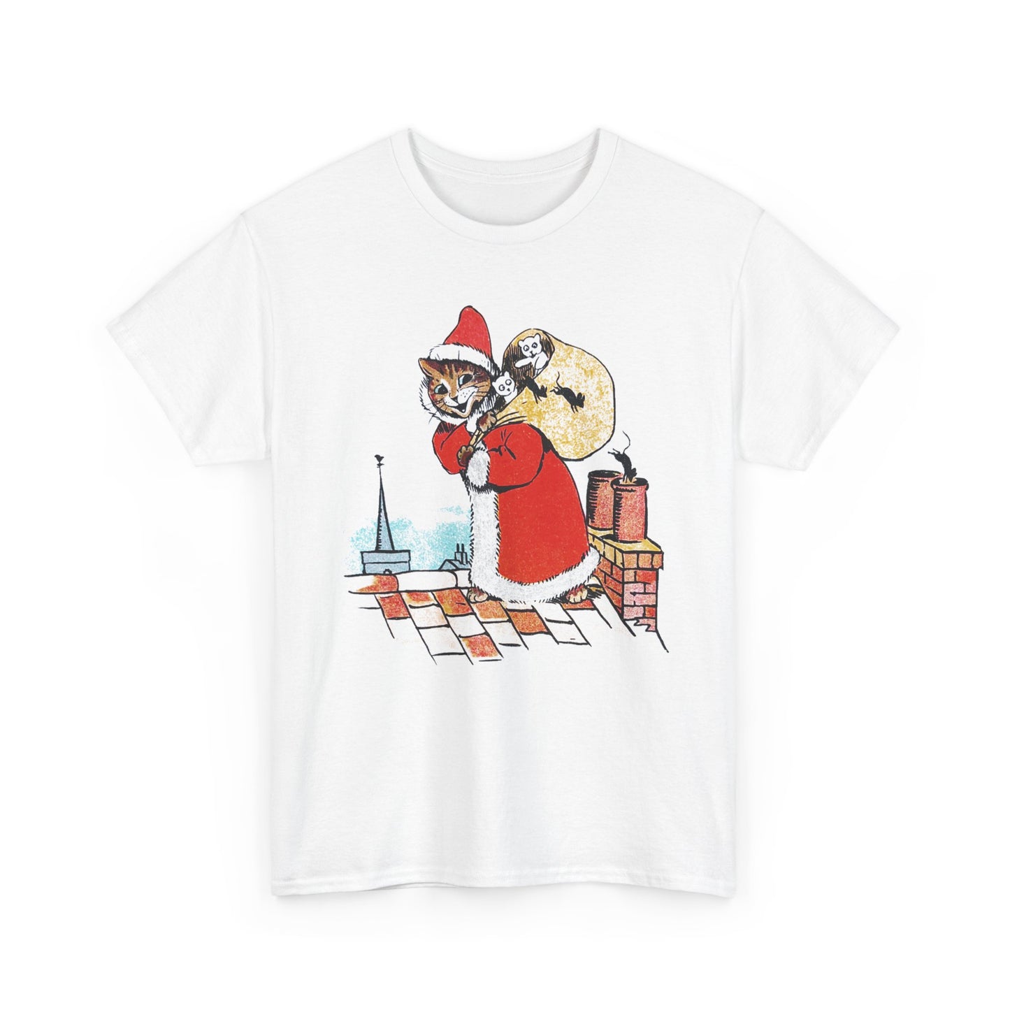 louis wain santa claus cat tshirt