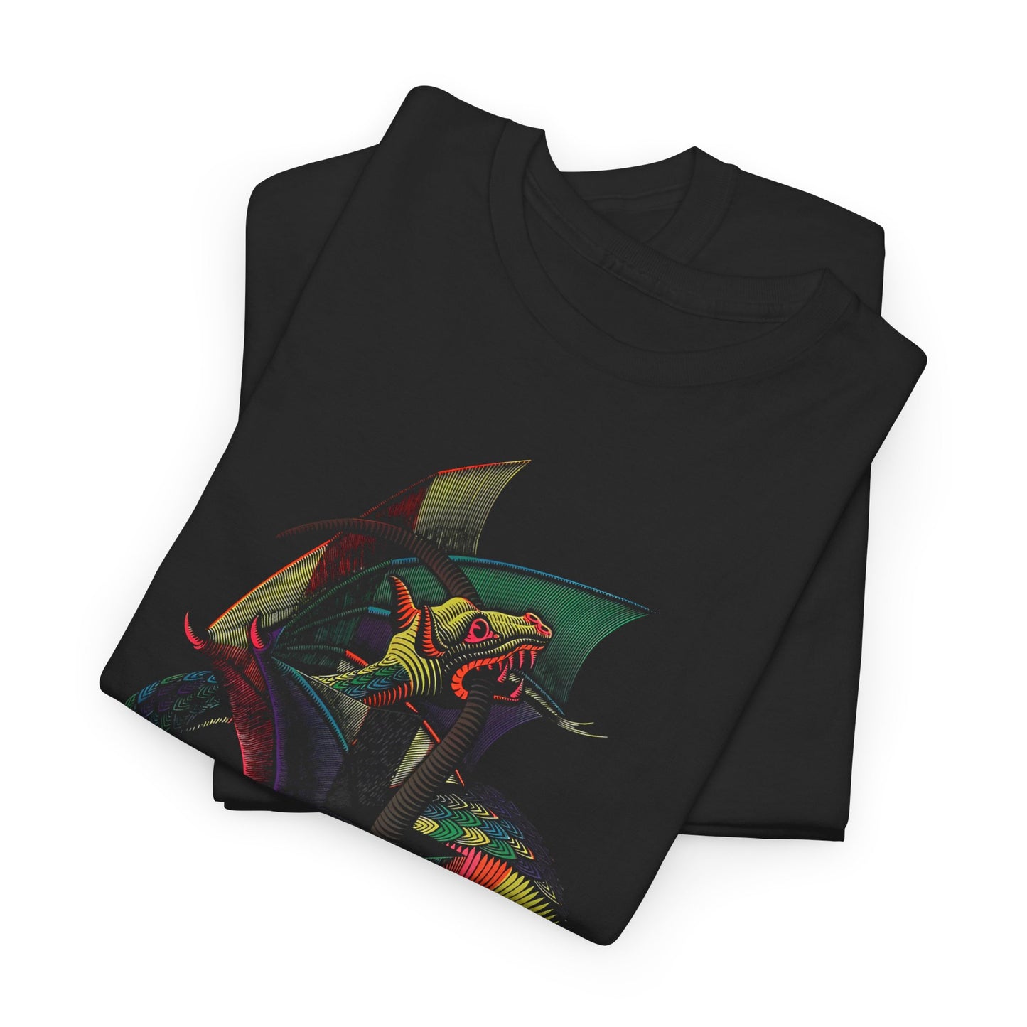 m.c escher 1952 woodcut dragon colorized reproduction tshirt